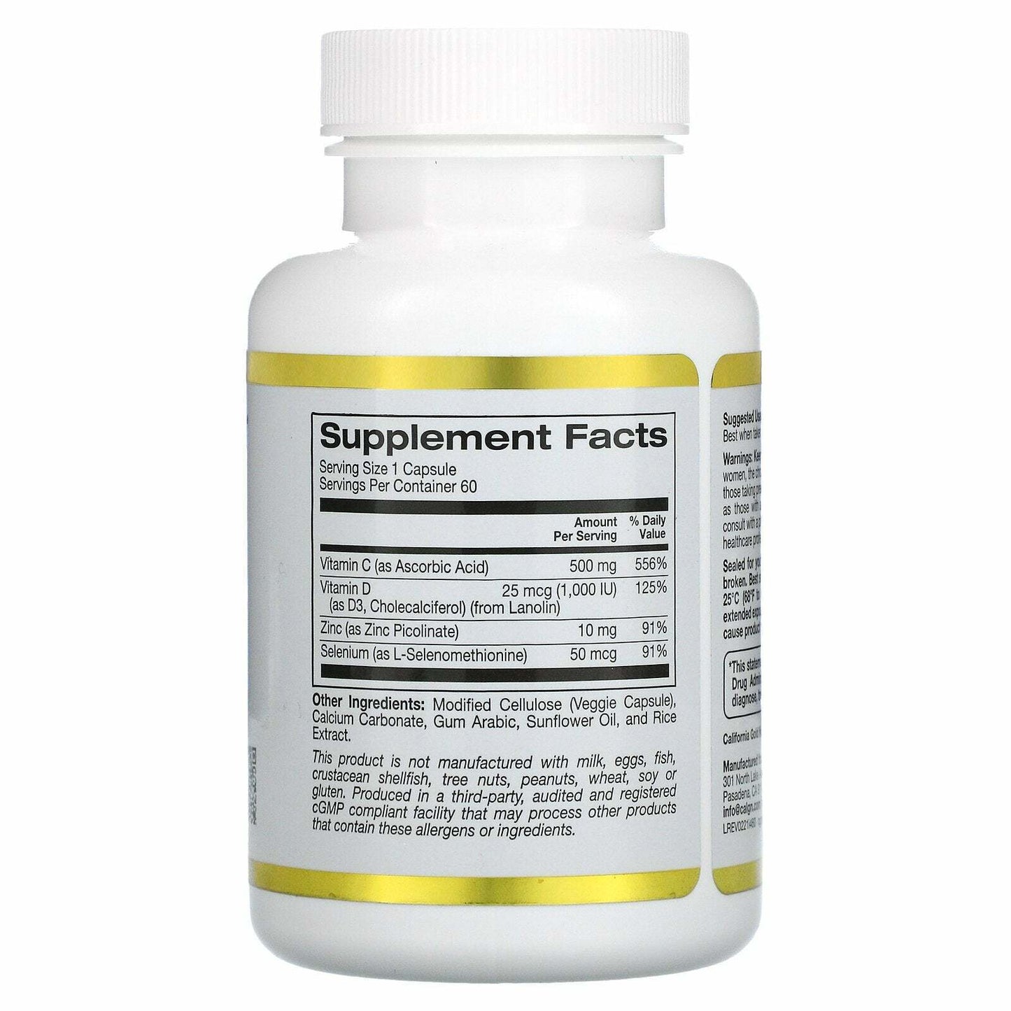 California Gold Nutrition Immune 4 System Support Supplement 60 Veg Caps NEW