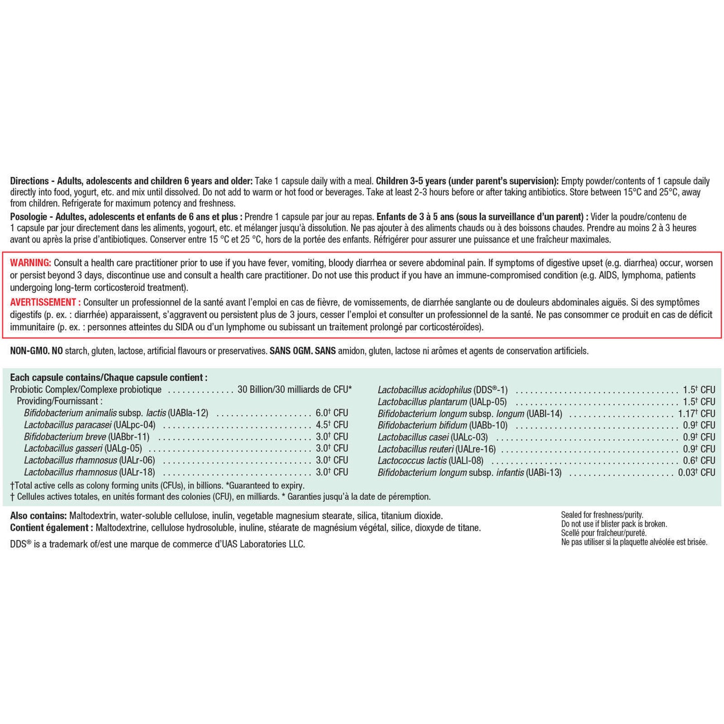 Jamieson 30 Billion Probiotic Intestinal Microflora Immune Health 30 pcs NEW