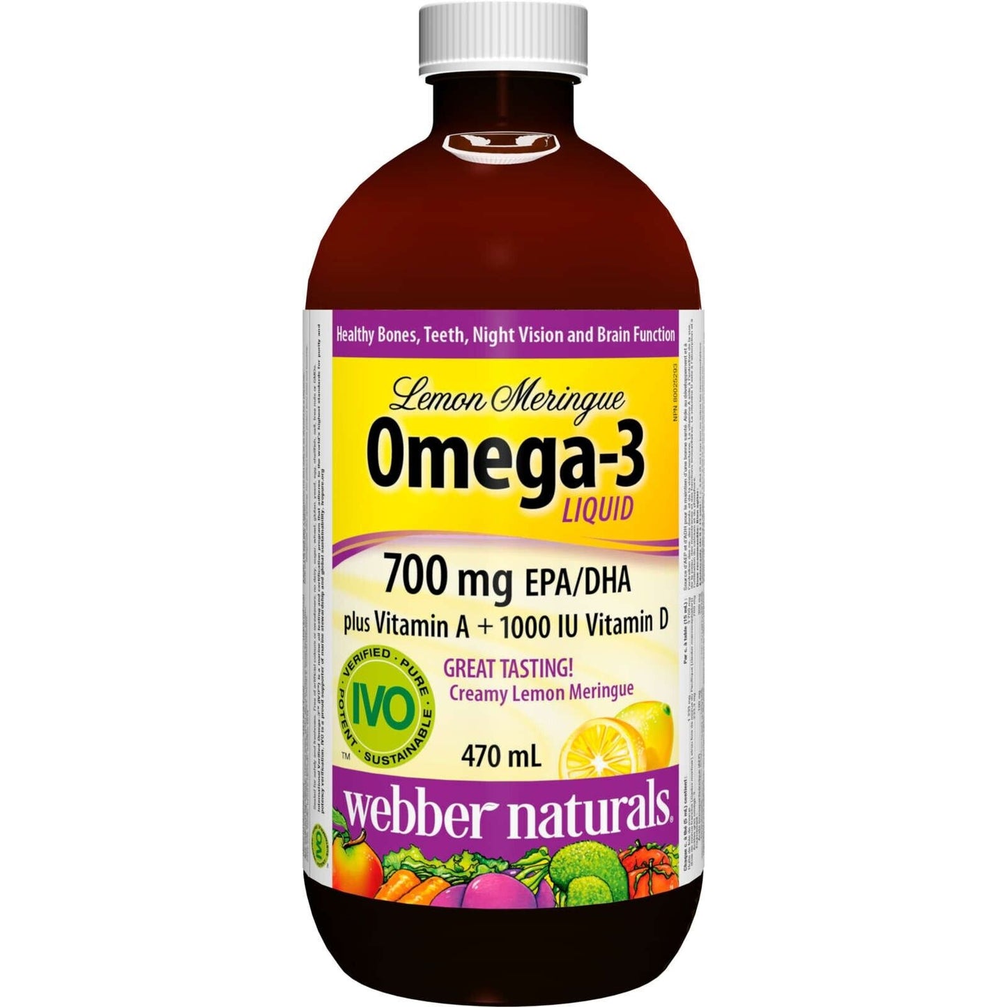 Webber Naturals Omega-3 液体加维生素 A + 1000 IU 维生素 D 470 毫升全新
