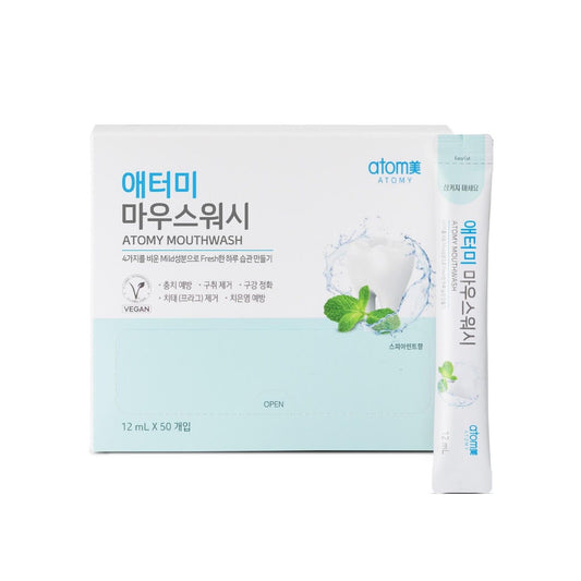 Atomy 漱口水便携式氟化物清新日常常规 50x 12ml 包装全新