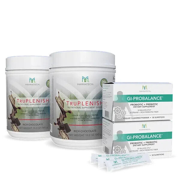Mannatech Healthy Happy Gut Smoothie Bundle TruPlenish GI-Probalance 4pcs NEW