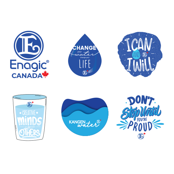 Enagic Kangen Leveluk Water Assorted Vinyl Waterproof Car Stickers 6 Pieces NEW