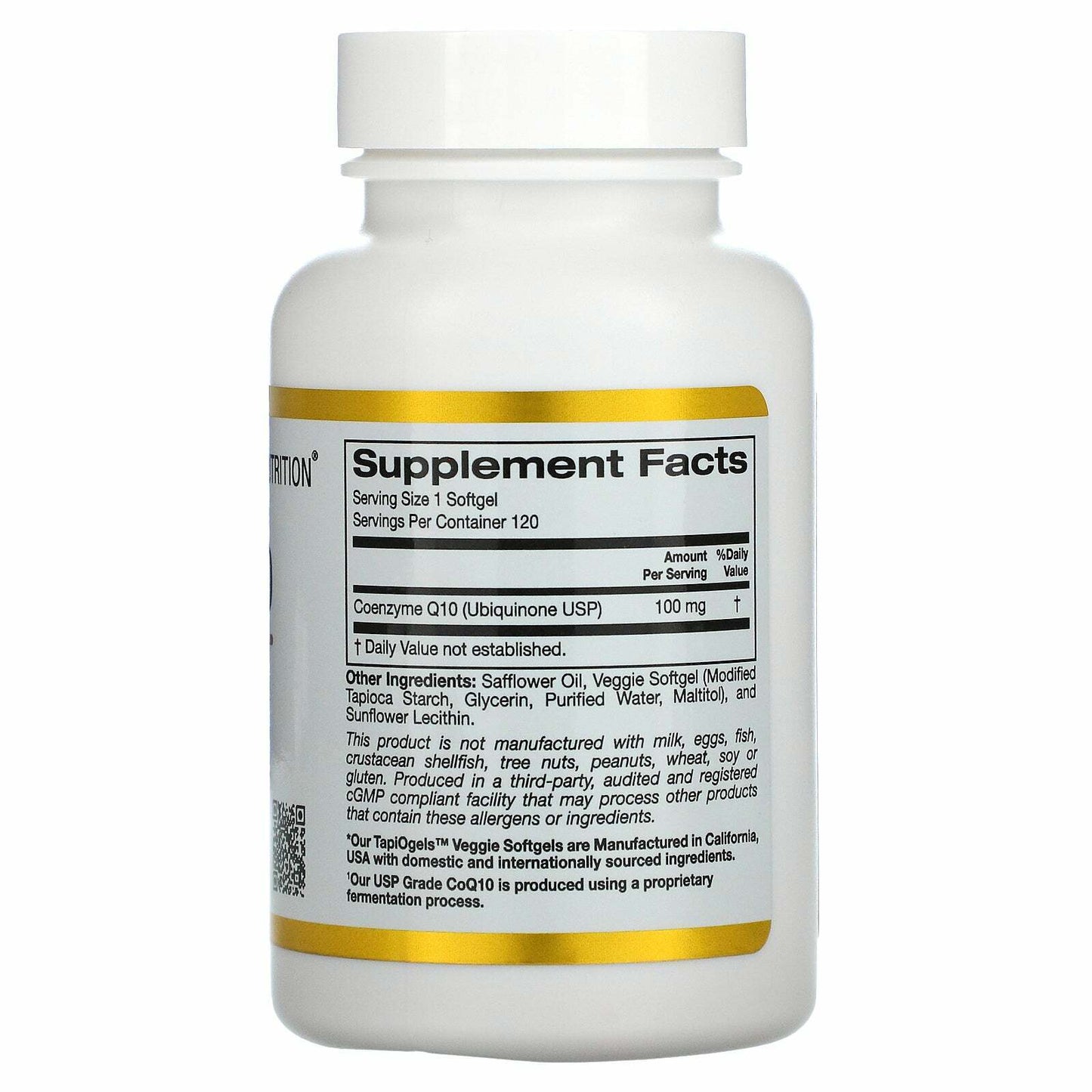 California Gold Nutrition CoQ10 100mg Cardio Heart Support 120 Veggie Caps NEW