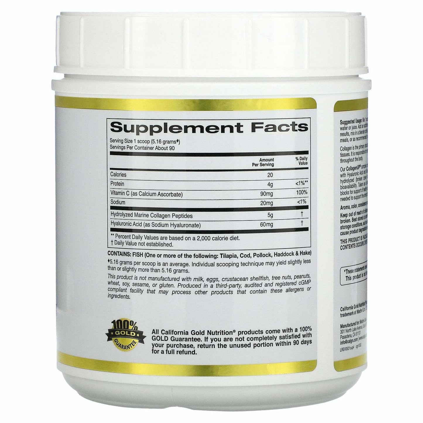 California Gold Nutrition CollagenUp Unflavored Hydrolyzed 16.37 oz NEW