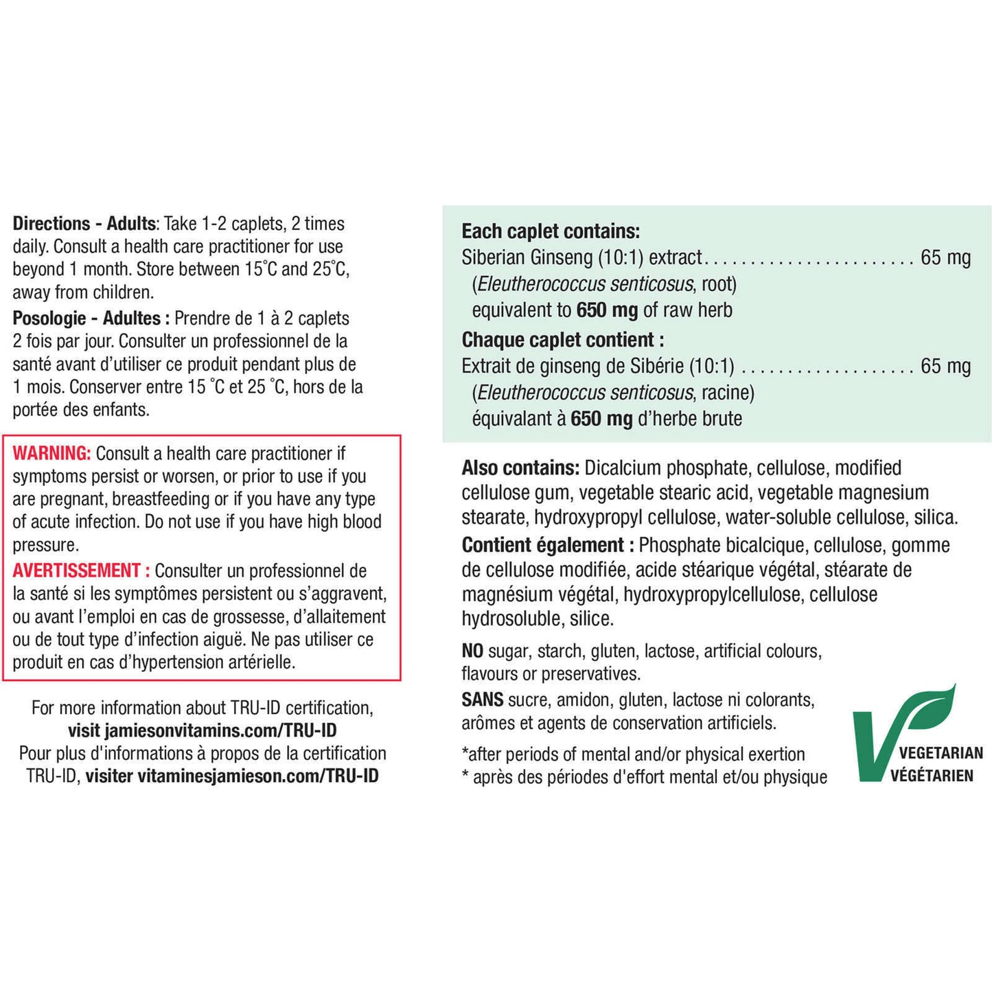 Jamieson Siberian Ginseng Improve Focus Fatigue Stress Anxiety 100 pcs NEW