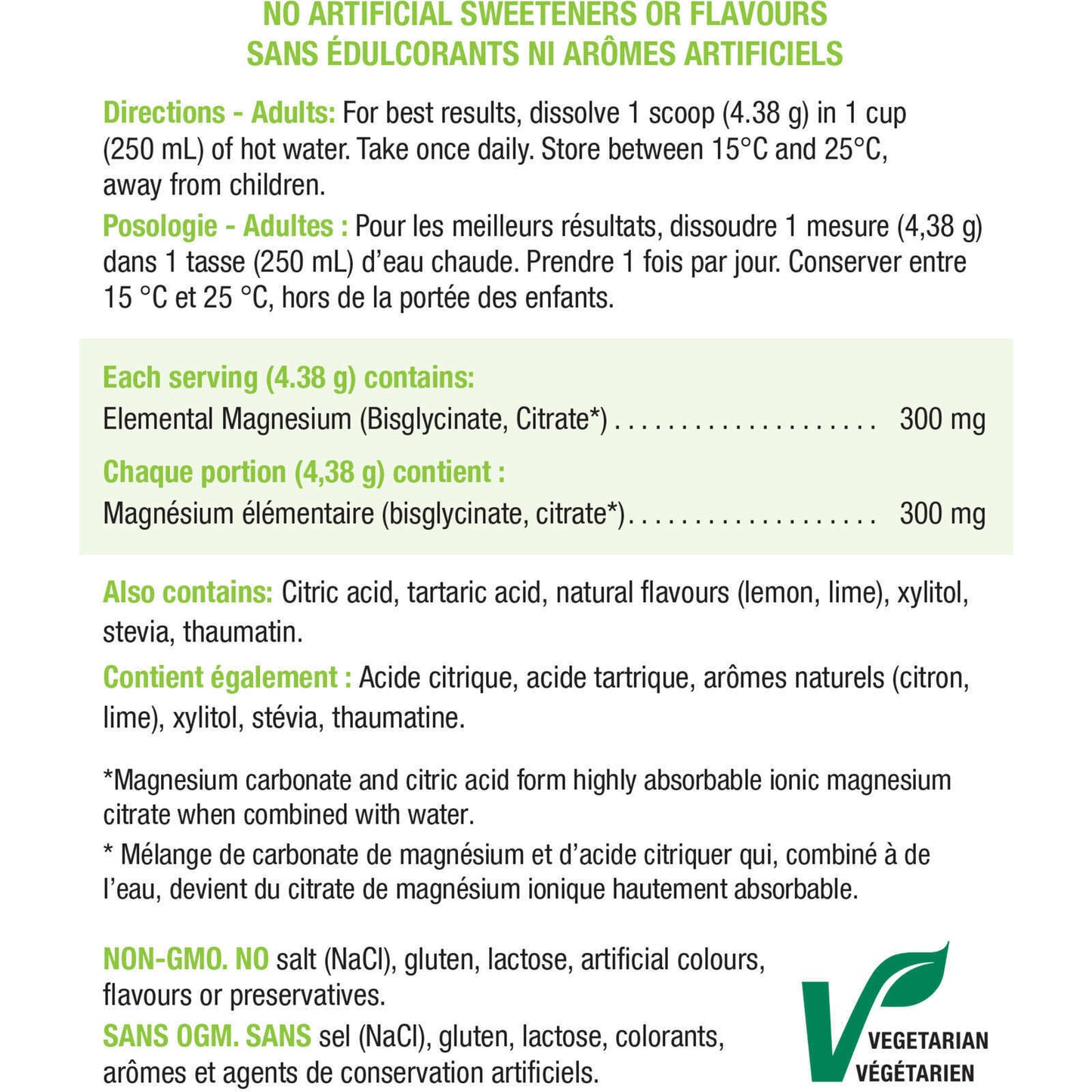 Jamieson Magnesium Bisglycinate Plus Citrate Powder Lemon Lime Flavor 228g NEW