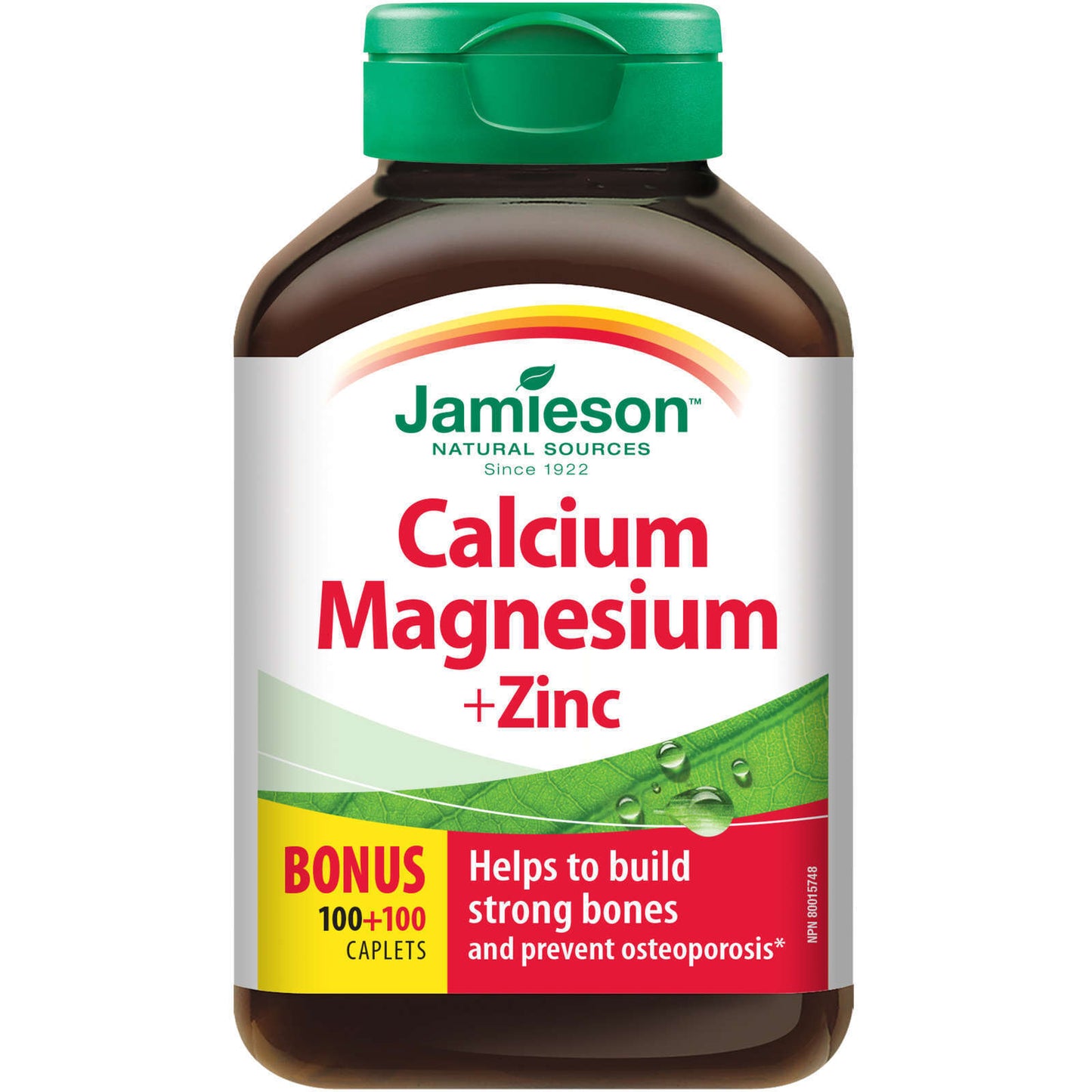Jamieson Calcium Magnesium Zinc Caplets Absorbable Formula 2:1 Ratio 200 pc NEW