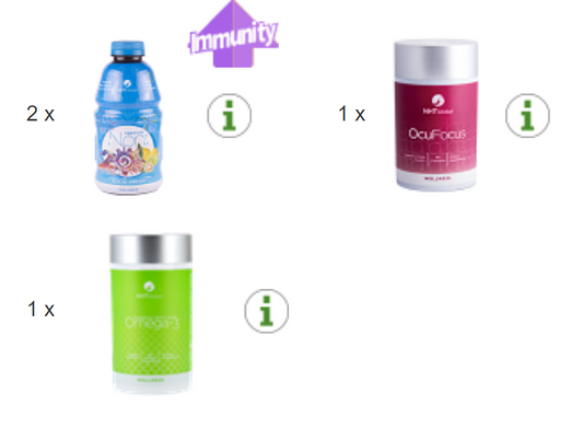 NHT Global Daily Wellness Package Omega 3 Acids OcuFocus 2x Noni Juice 4pcs NEW