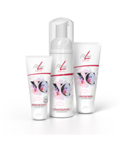 PM Fitline 年轻护理套装清洁泡沫去角质面膜平衡霜 3 件装全新