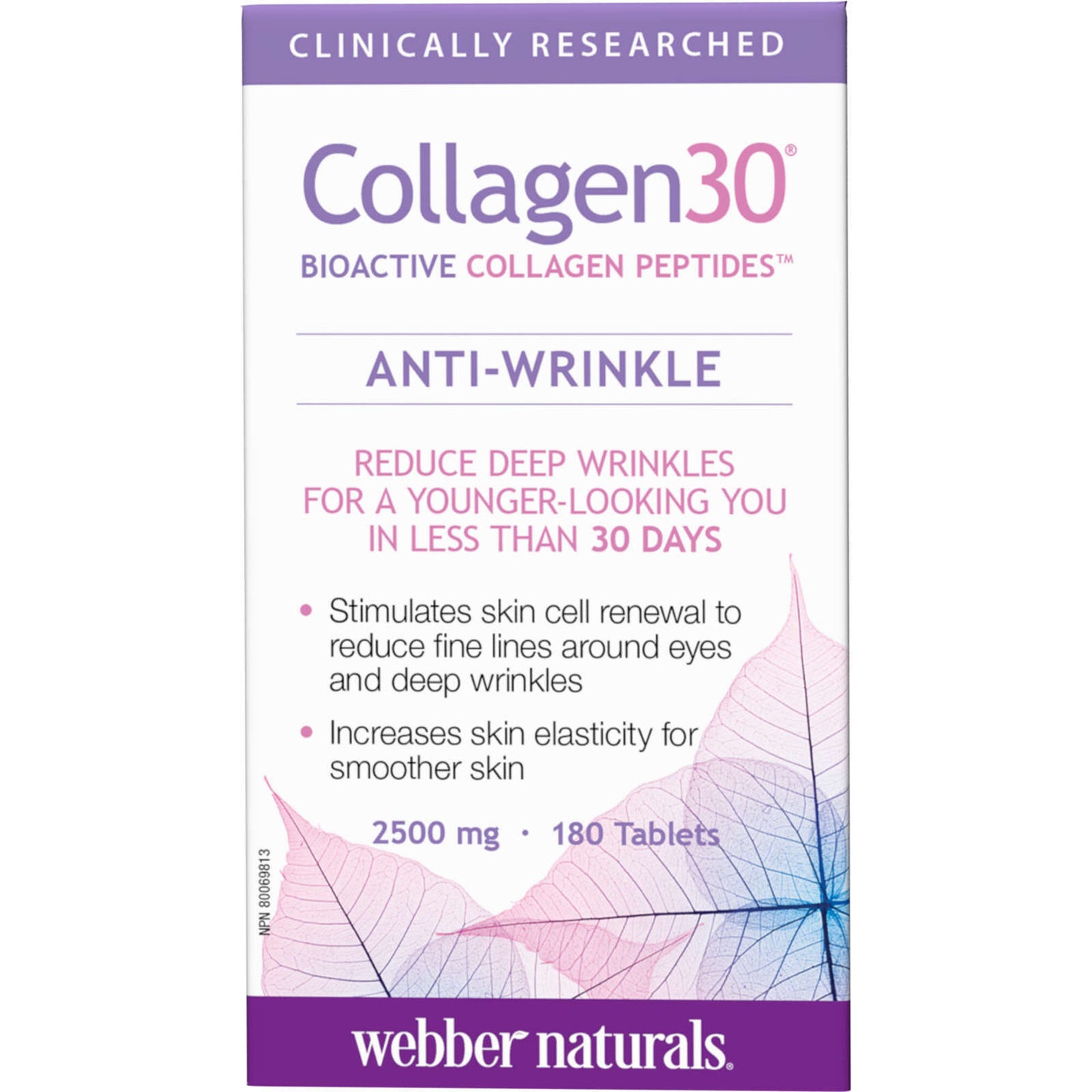 Webber Naturals Collagen30 生物活性胶原蛋白肽 2500 毫克 180 件 全新