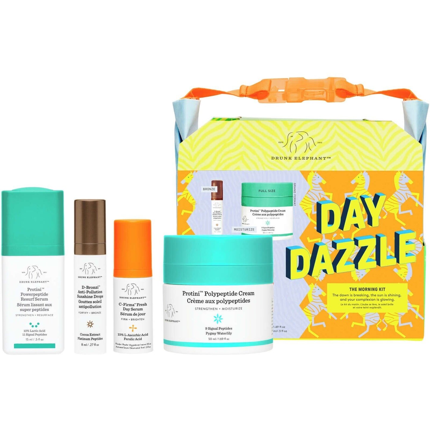 Drunk Elephant Day Dazzle: The Morning Kit Sun Shining Complexion Fresh 4pcs NEW
