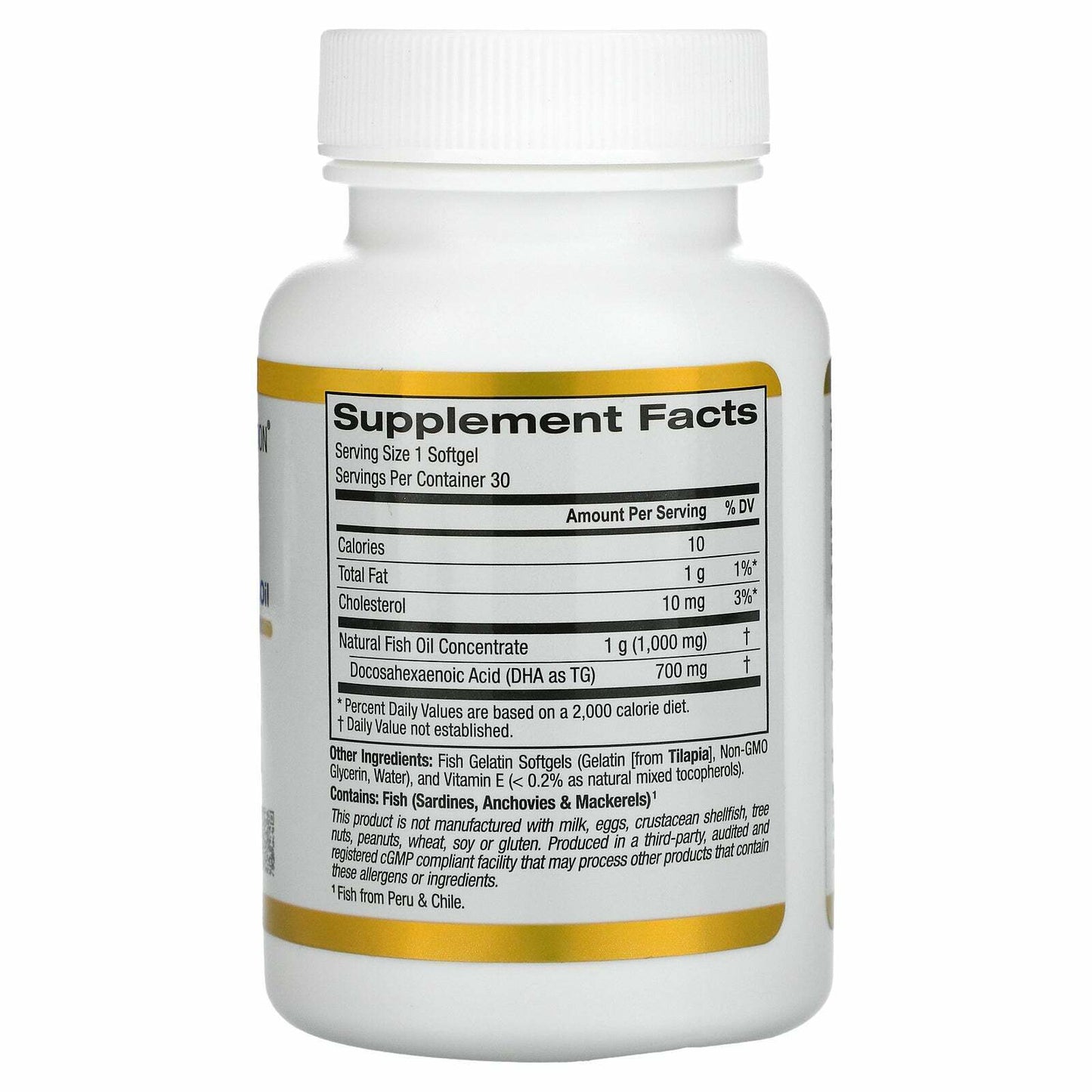 California Gold Nutrition DHA 700 Fish Oil High Quality 1000mg 30 Softgels NEW