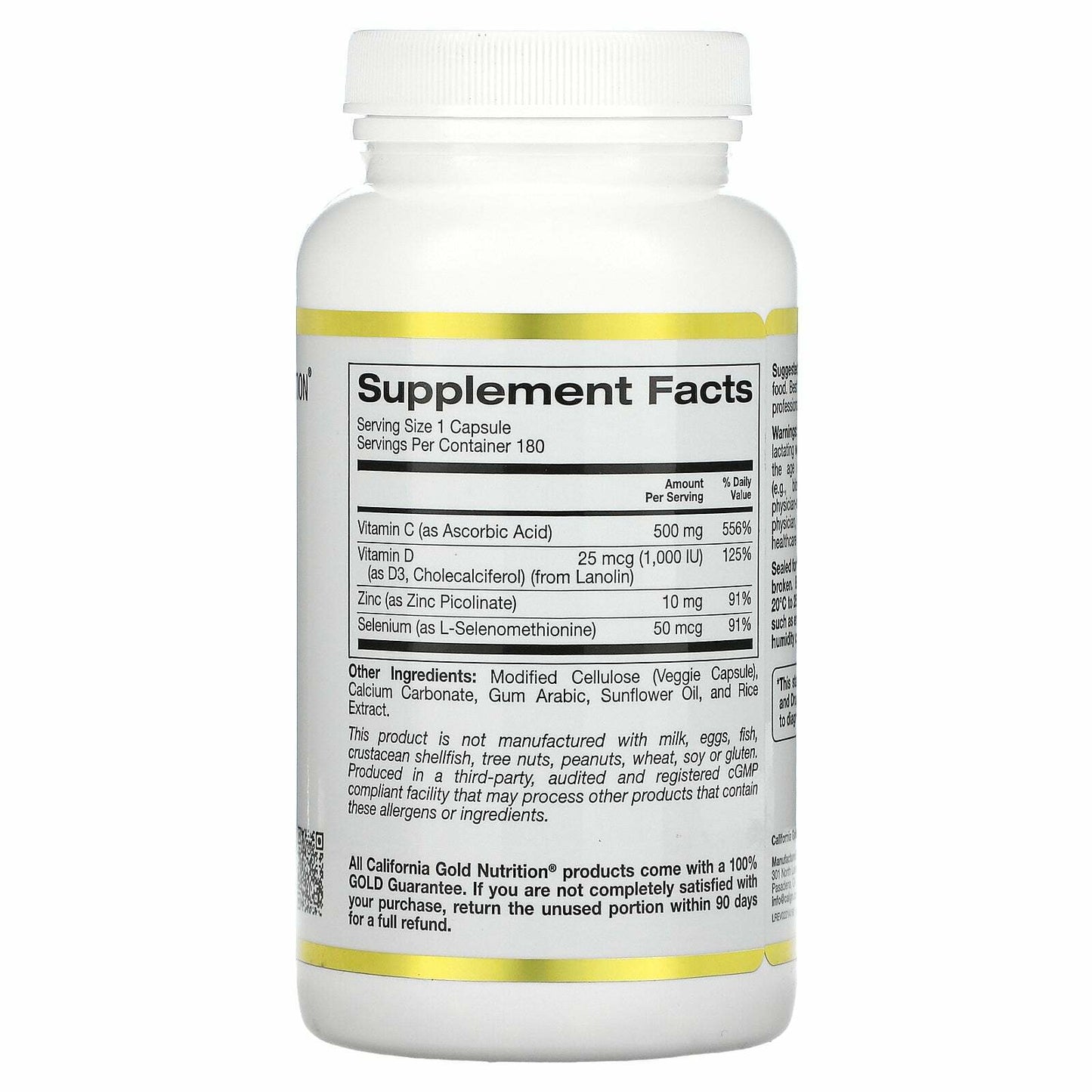 California Gold Nutrition Immune 4 System Support Supplement 180 Veg Caps NEW