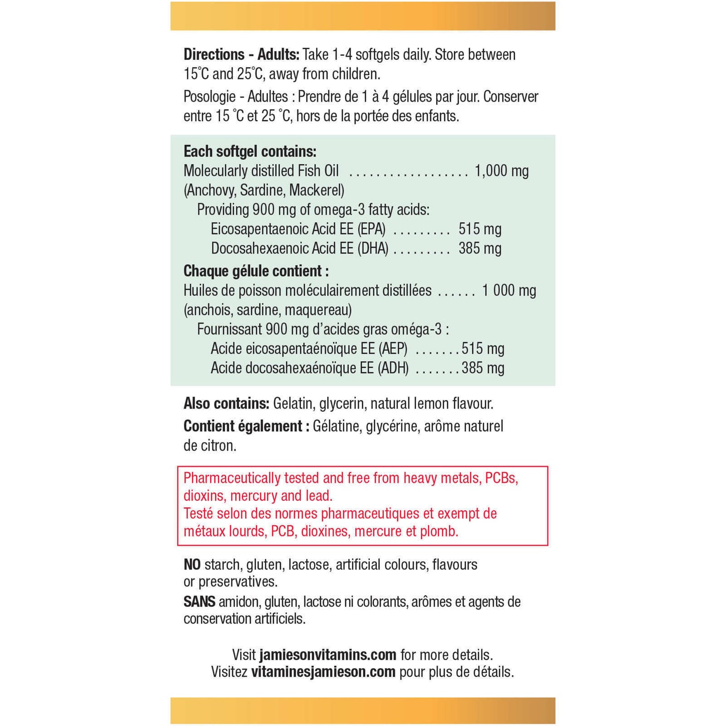 Jamieson No Fishy Aftertaste Ultra Strength Omega-3 900mg High Potency 75pcs NEW