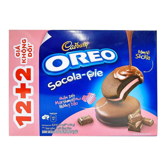 Oreo Socola Pie Cadbury 12+2 Strawberry Marshmallow Flavored Chocolate 420g NEW