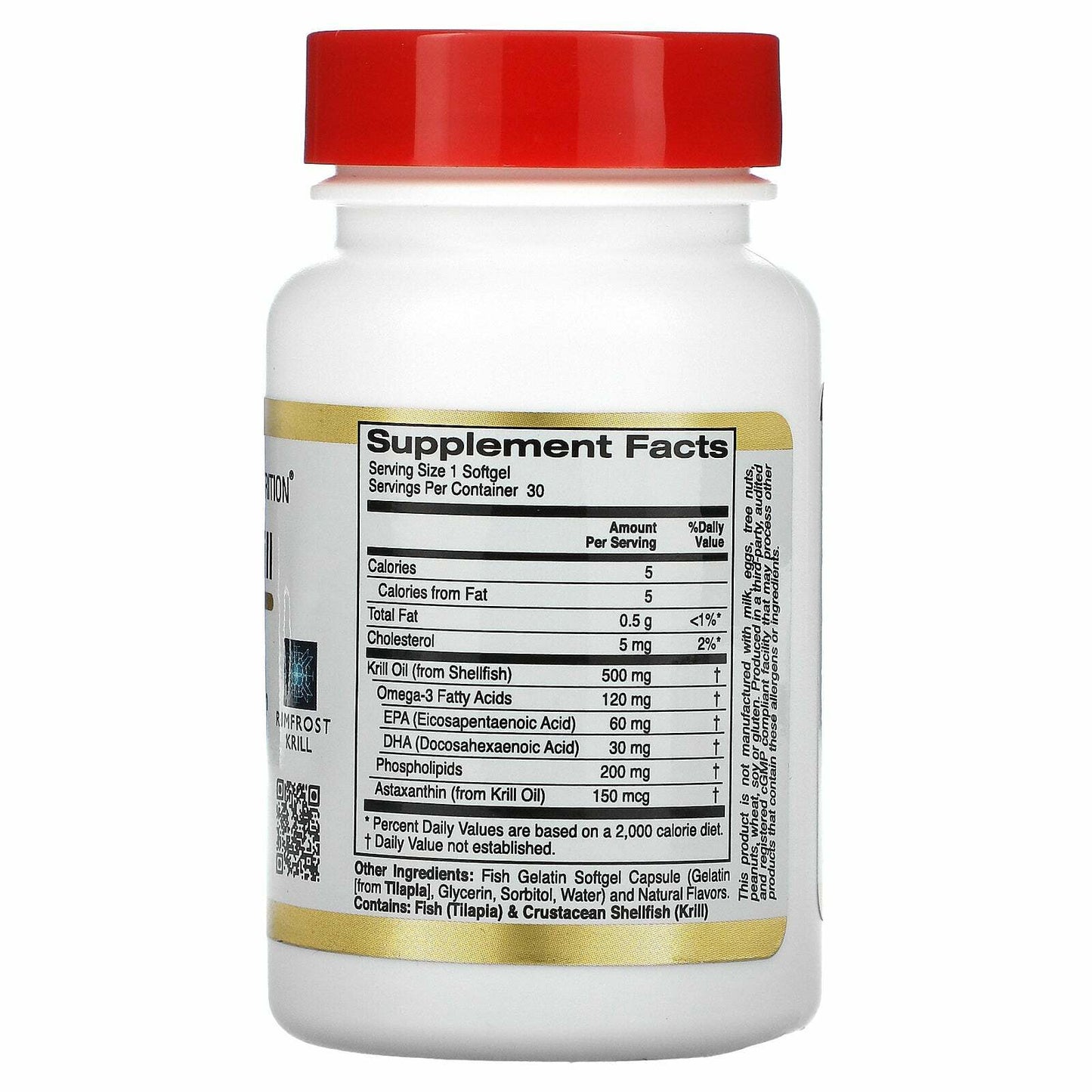 California Gold Nutrition Antarctic Krill Oil 500mg Omega-3 30 Softgels NEW