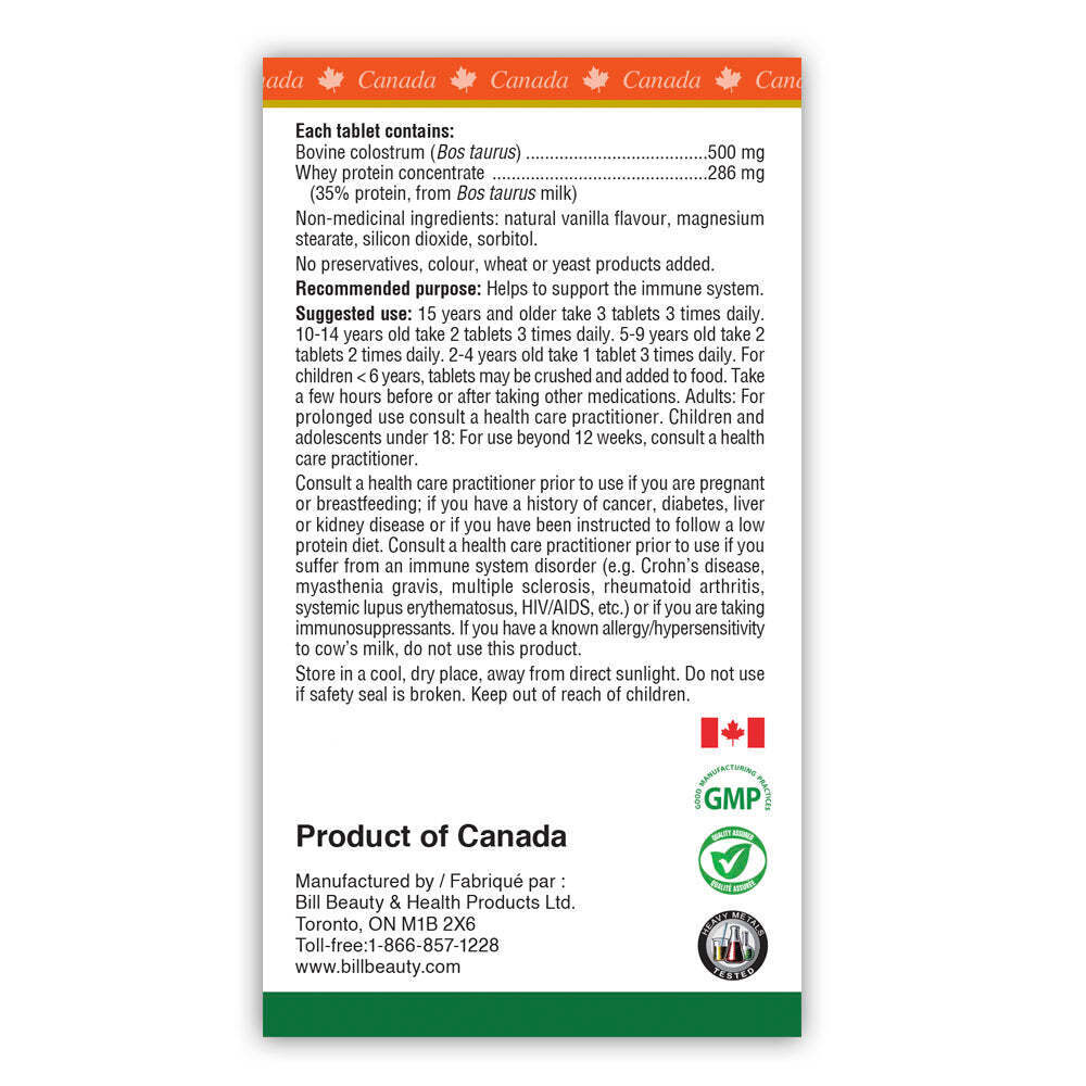 Bill Natural Sources Colostrum 500mg Growth Nutrients 120 Chewable Tablets NEW