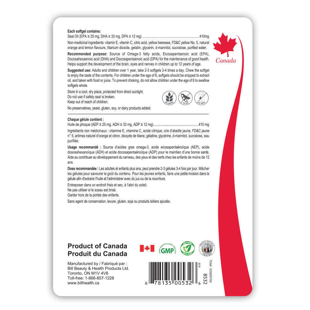 Bill Natural Sources Omega 3 Seal Oil Lemon Burst Aluminium Foil 90 pcs NEW