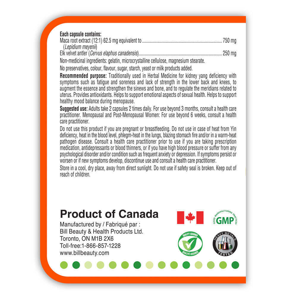 Bill Natural Sources Elk Velvet Antler Plus Maca Antioxidants 60 Capsules NEW