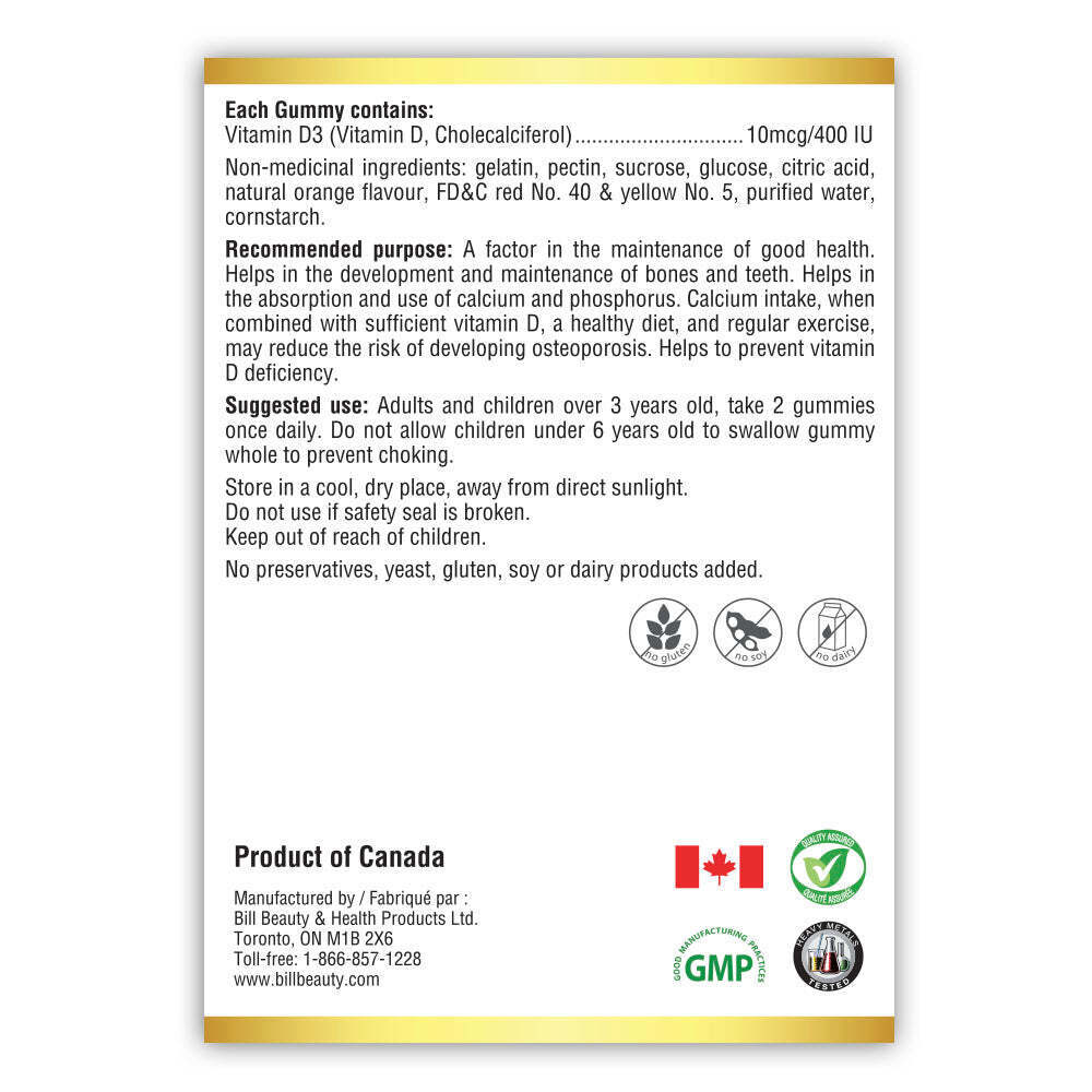 Bill Natural Sources Vitamin D3 400IU Adult Bones Sunshine Milk 120 pcs NEW