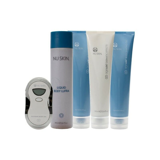 Nu Skin 镀锌身体水疗套装含 NaPCA 喷雾塑形凝胶 Dermatic FX 和 Lufra 新品