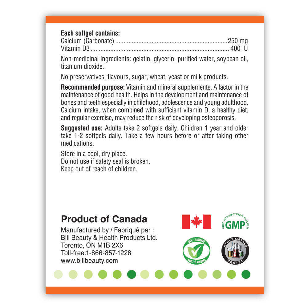 Bill Natural Sources Liquid Calcium w Vitamin D3 Bones Teeth 120 Softgels NEW