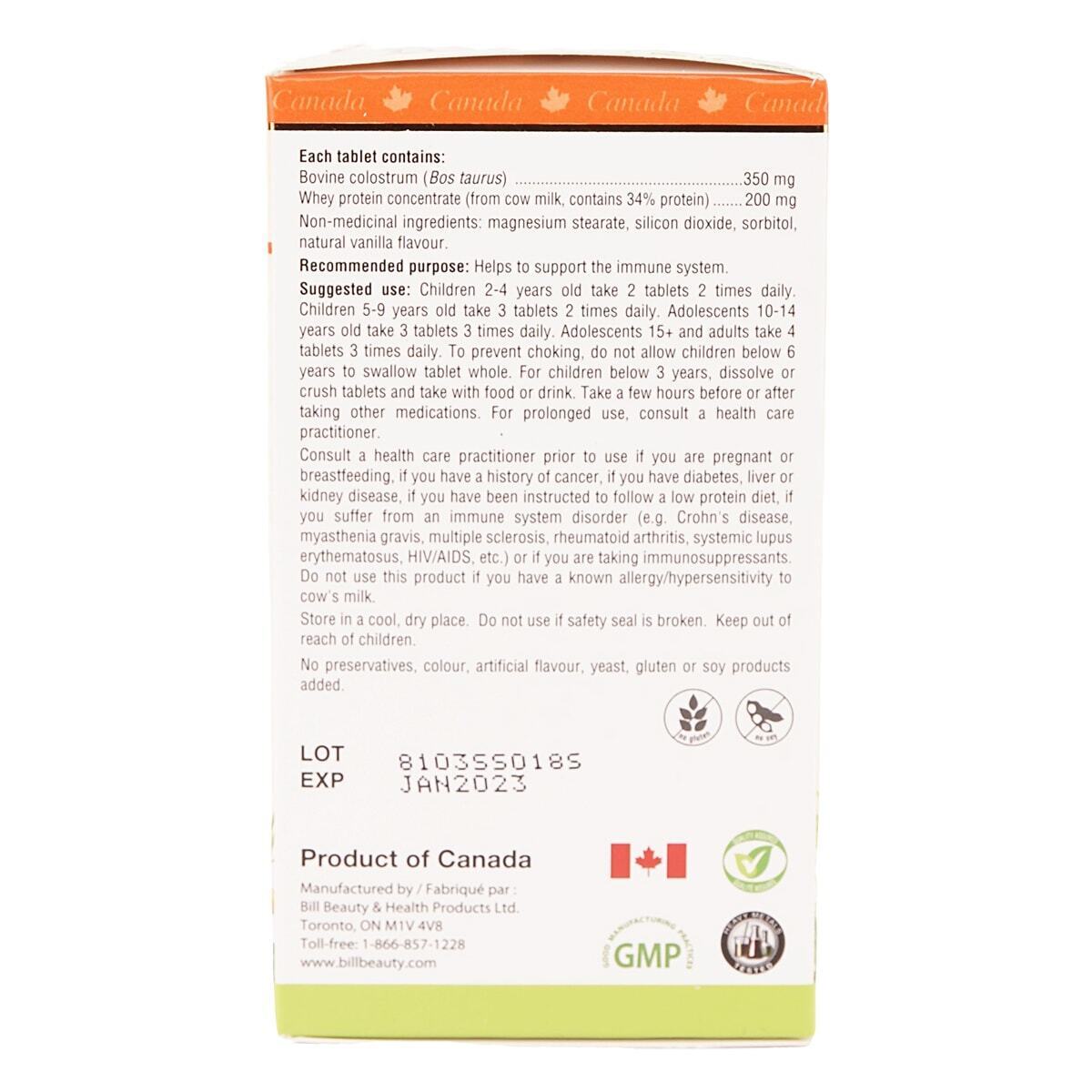 Bill Natural Sources 儿童初乳咀嚼片 90 片牛形片 全新