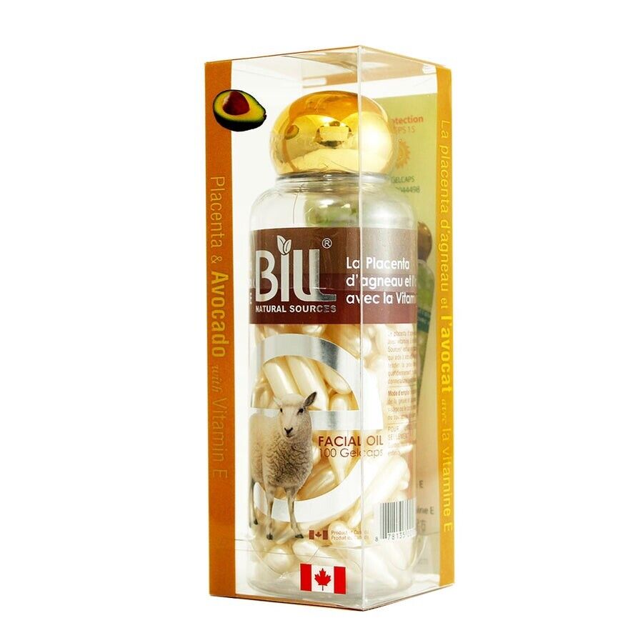 Bill Natural Sources Lamb Placenta Facial Moisturizer Avocado Vit E 100 Caps NEW