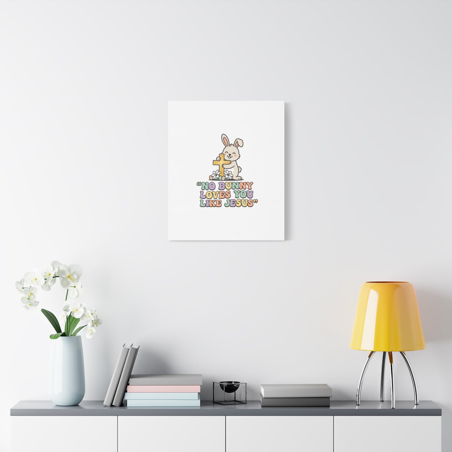 No Bunny Loves You Like Jesus Canvas | Easter Christian, Pastel Retro
