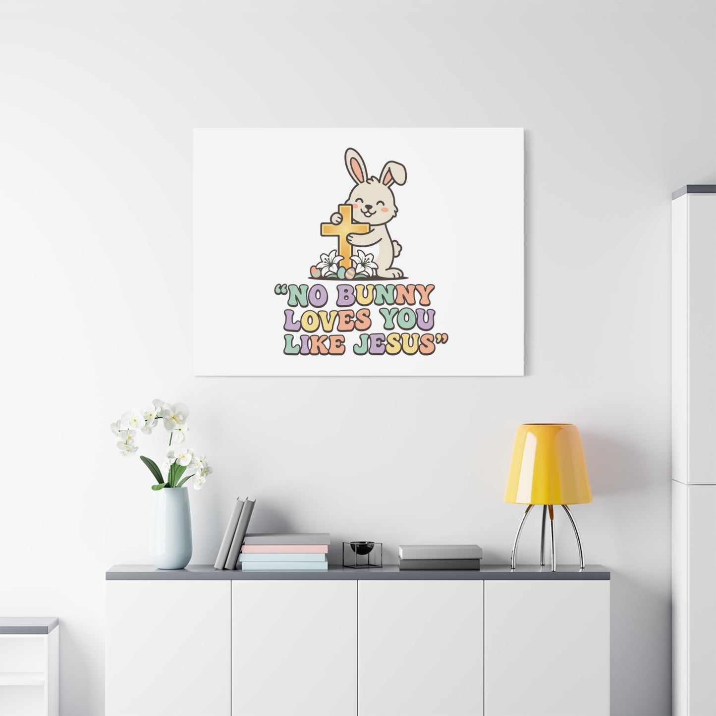 No Bunny Loves You Like Jesus Canvas | Easter Christian, Pastel Retro