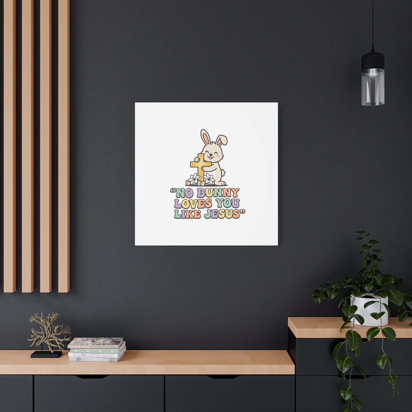 No Bunny Loves You Like Jesus Canvas | Easter Christian, Pastel Retro