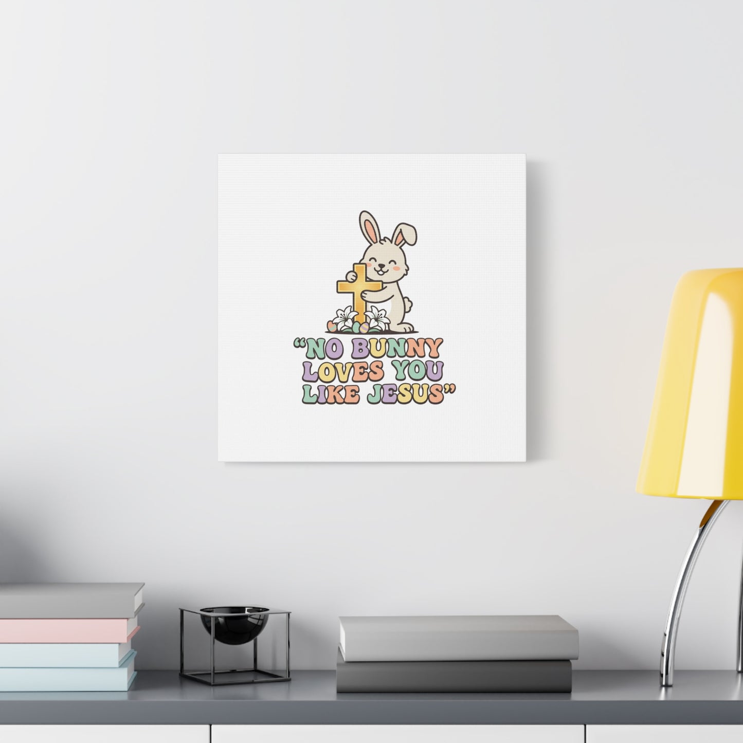 No Bunny Loves You Like Jesus Canvas | Easter Christian, Pastel Retro
