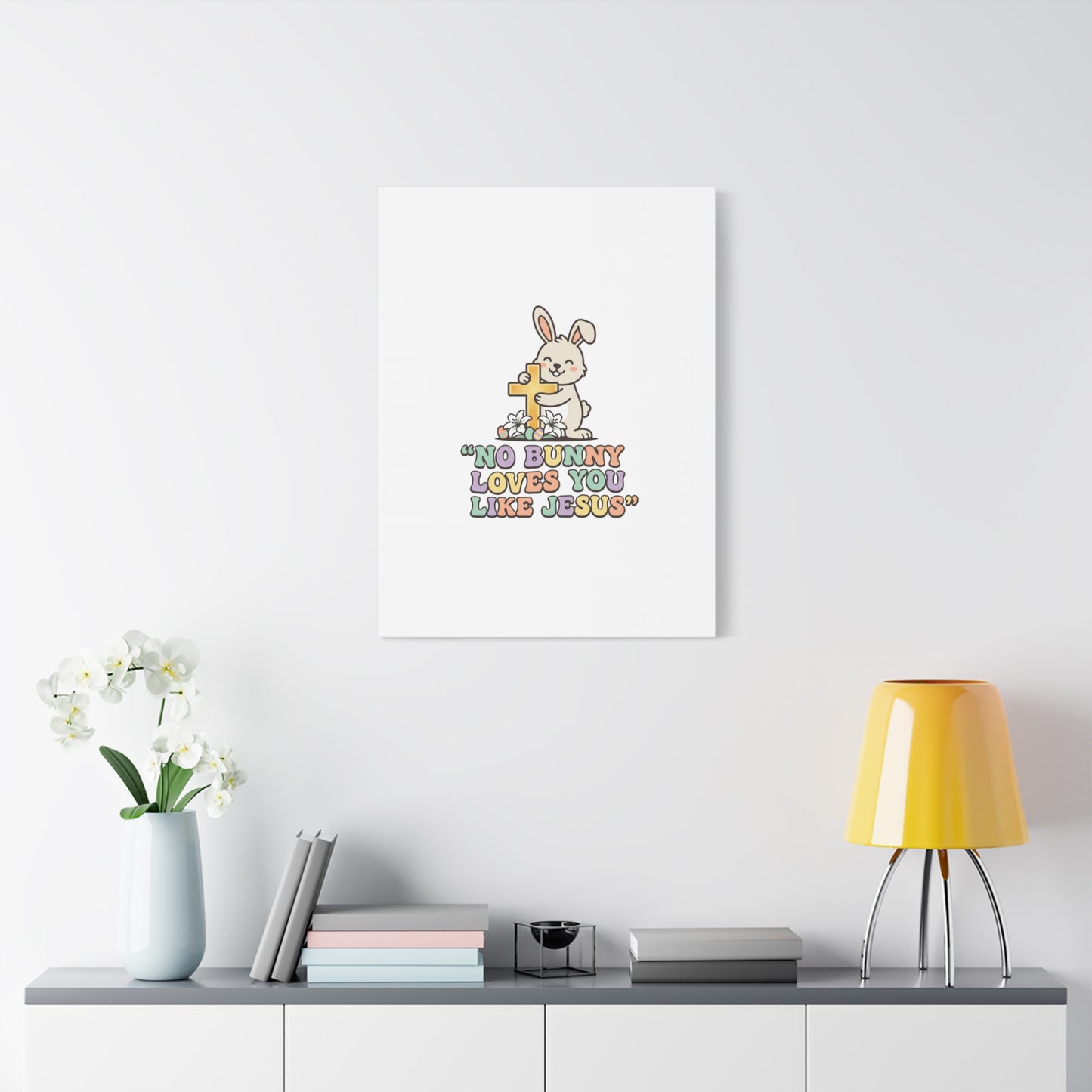 No Bunny Loves You Like Jesus Canvas | Easter Christian, Pastel Retro