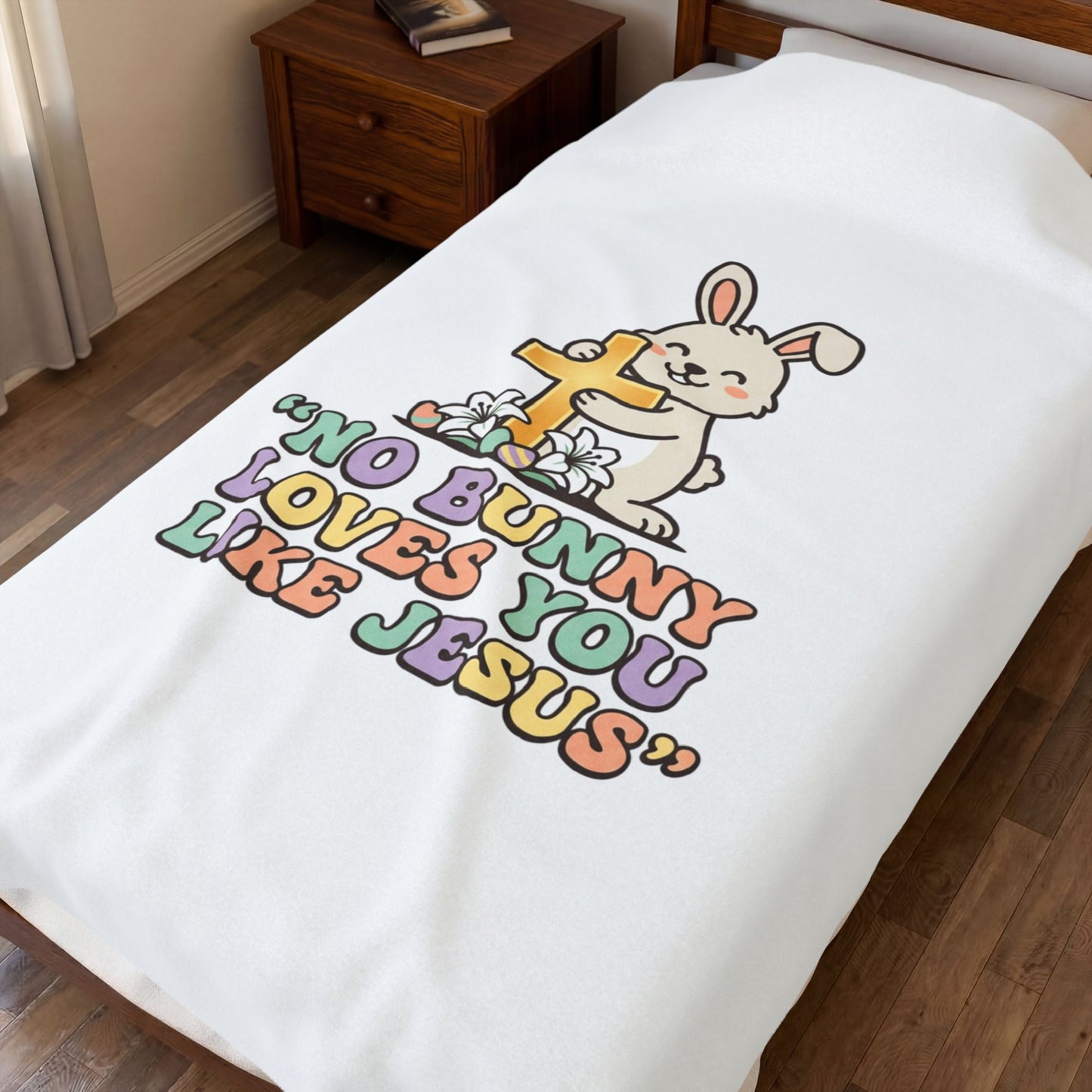 No Bunny Loves You Like Jesus Plush Blanket | Easter Christian, Pastel Retro Faith Humor
