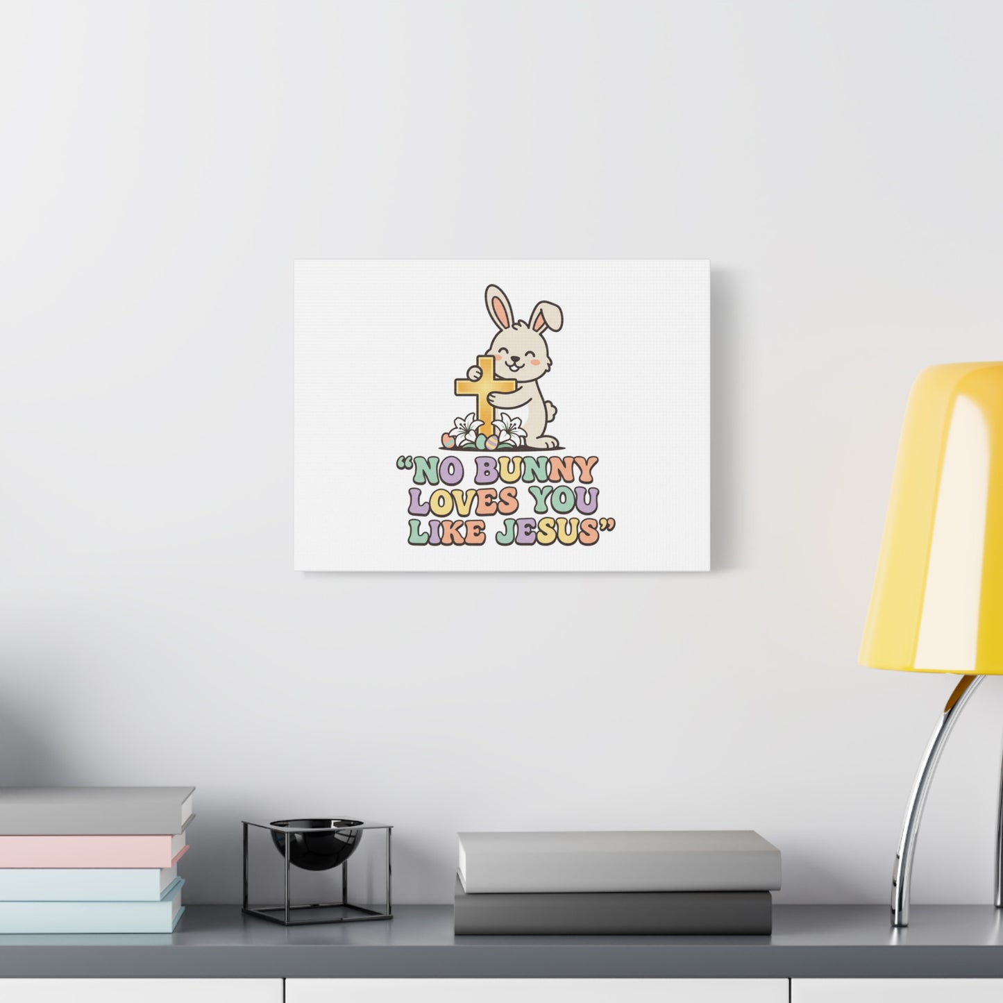 No Bunny Loves You Like Jesus Canvas | Easter Christian, Pastel Retro