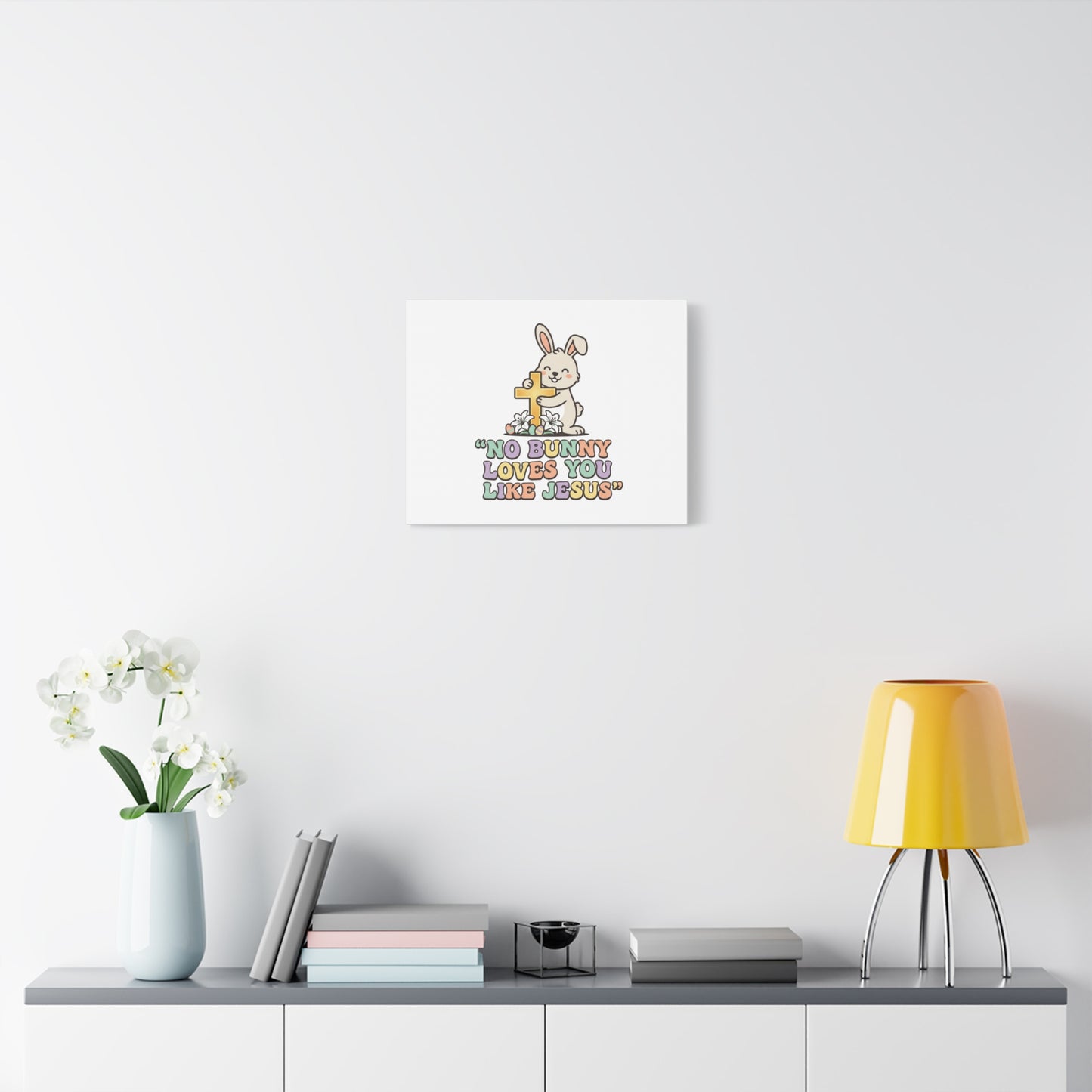 No Bunny Loves You Like Jesus Canvas | Easter Christian, Pastel Retro