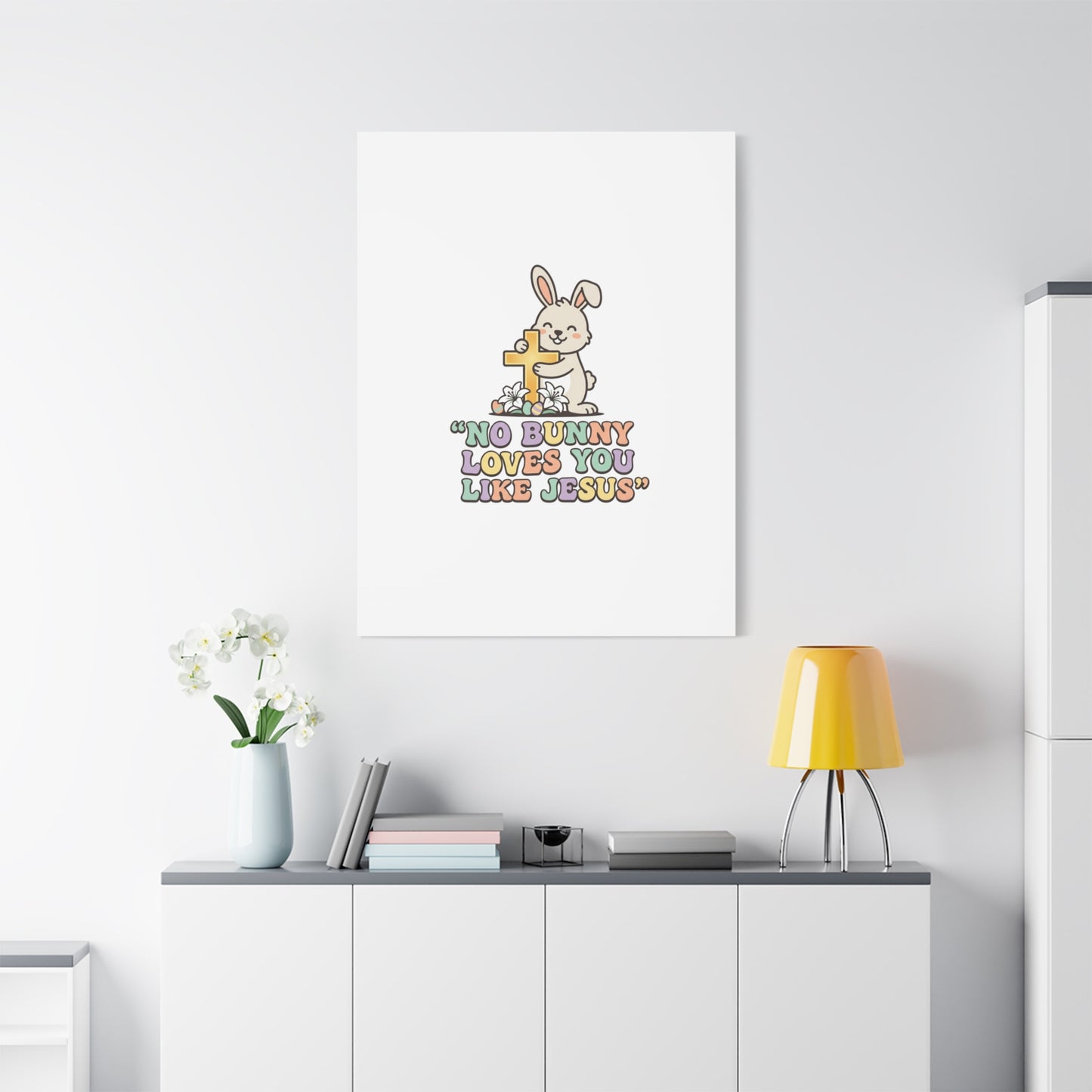 No Bunny Loves You Like Jesus Canvas | Easter Christian, Pastel Retro