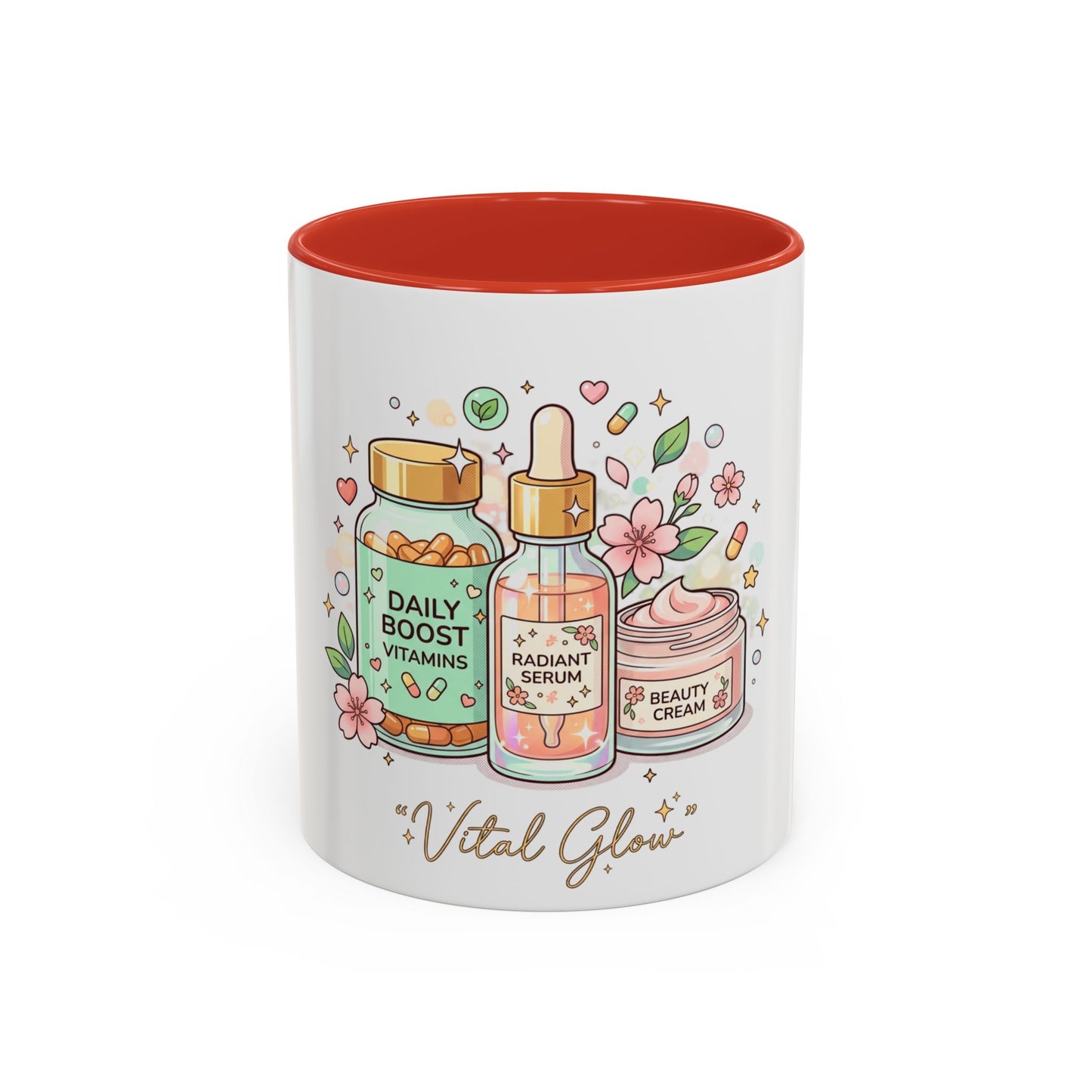 Skincare Vitamins Serum Illustration Mug | Accent Coffee Mug