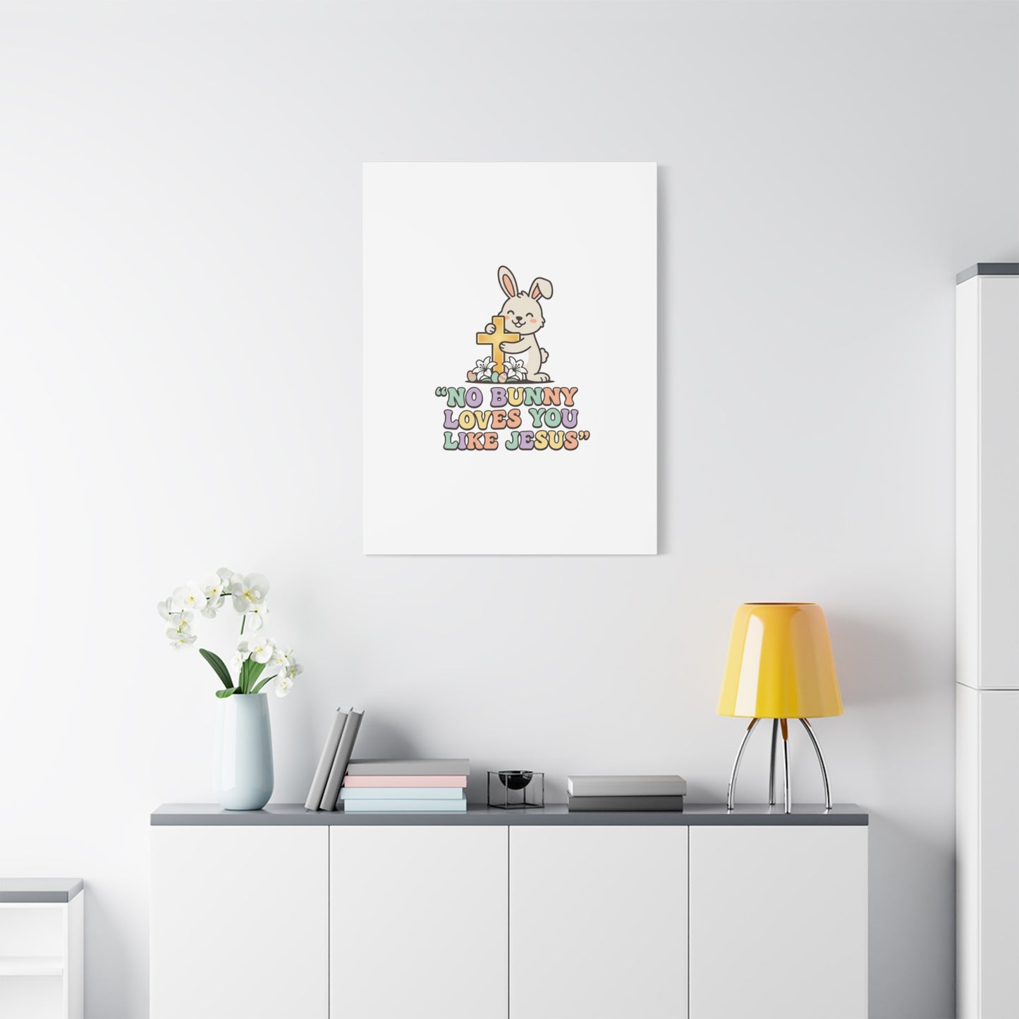 No Bunny Loves You Like Jesus Canvas | Easter Christian, Pastel Retro