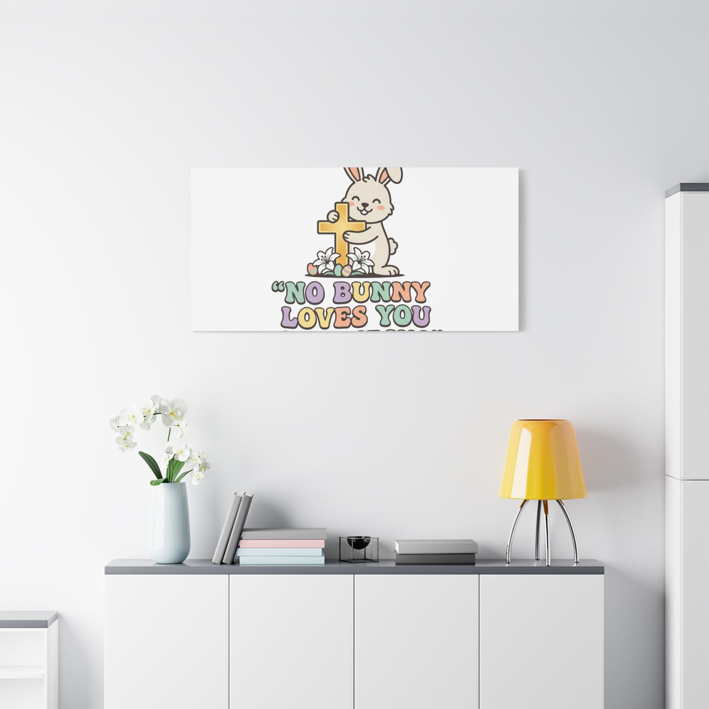 No Bunny Loves You Like Jesus Canvas | Easter Christian, Pastel Retro