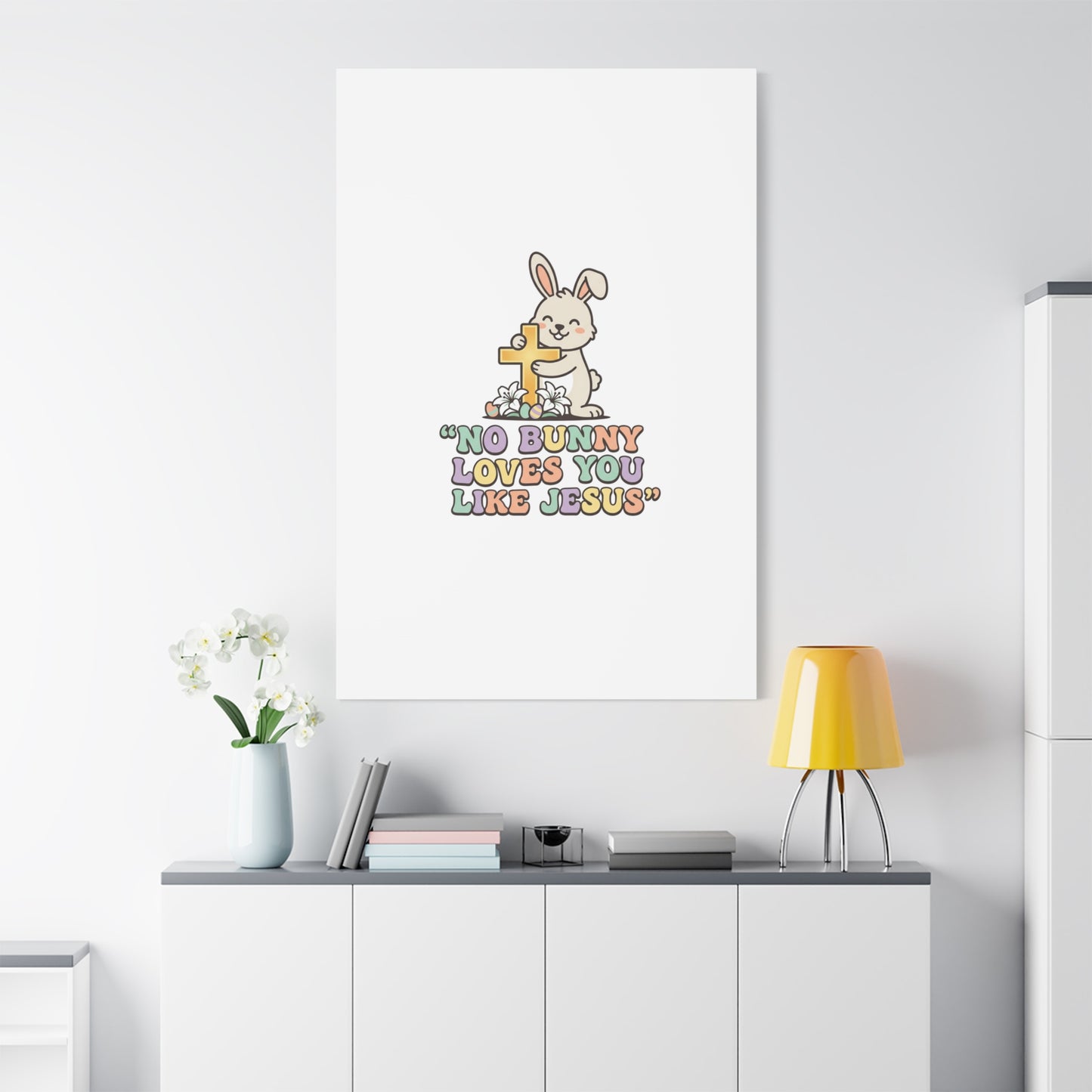 No Bunny Loves You Like Jesus Canvas | Easter Christian, Pastel Retro