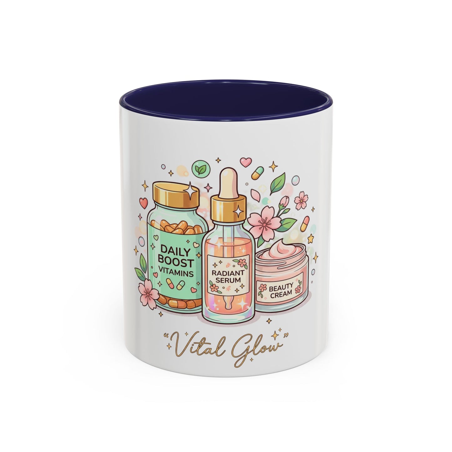 Skincare Vitamins Serum Illustration Mug | Accent Coffee Mug