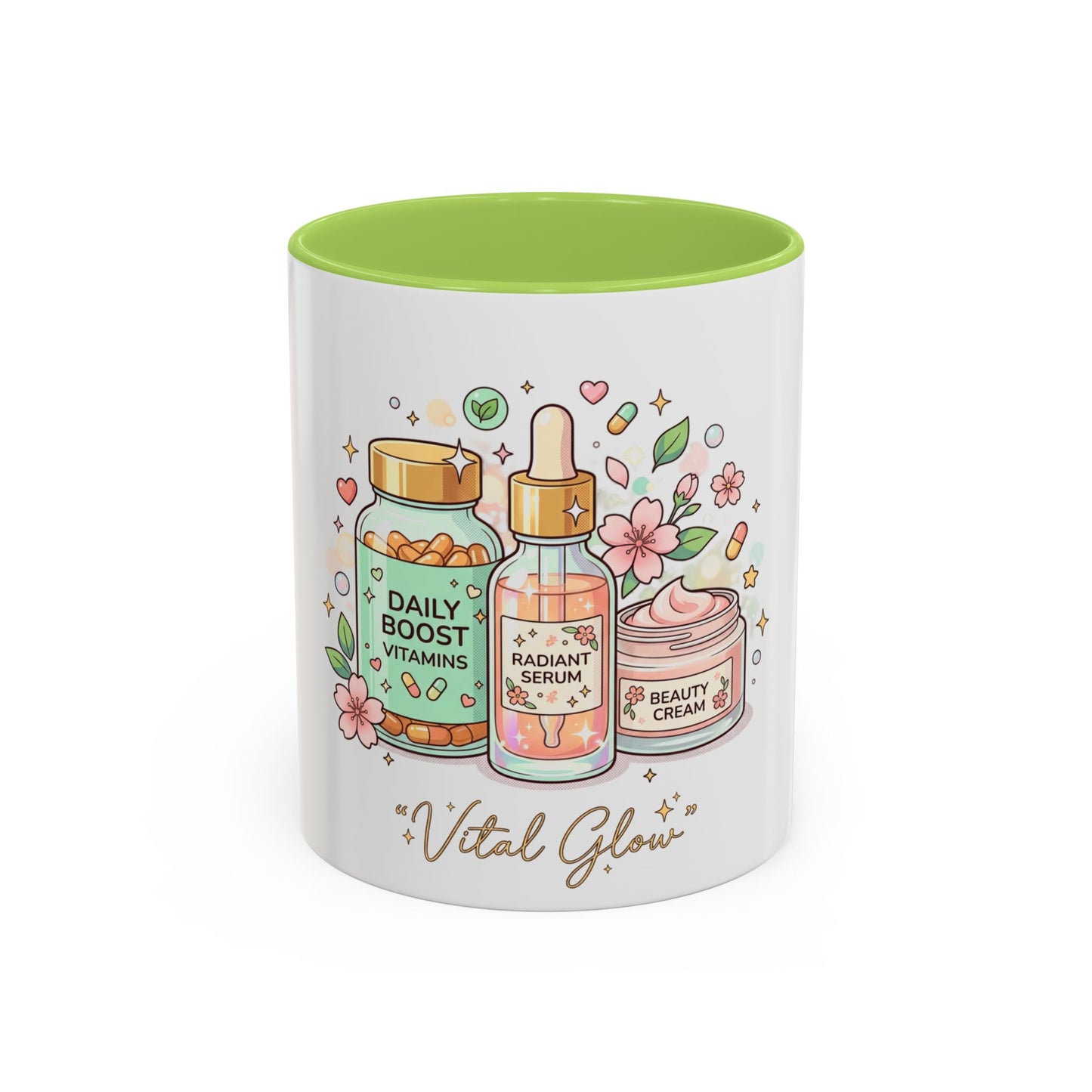 Skincare Vitamins Serum Illustration Mug | Accent Coffee Mug