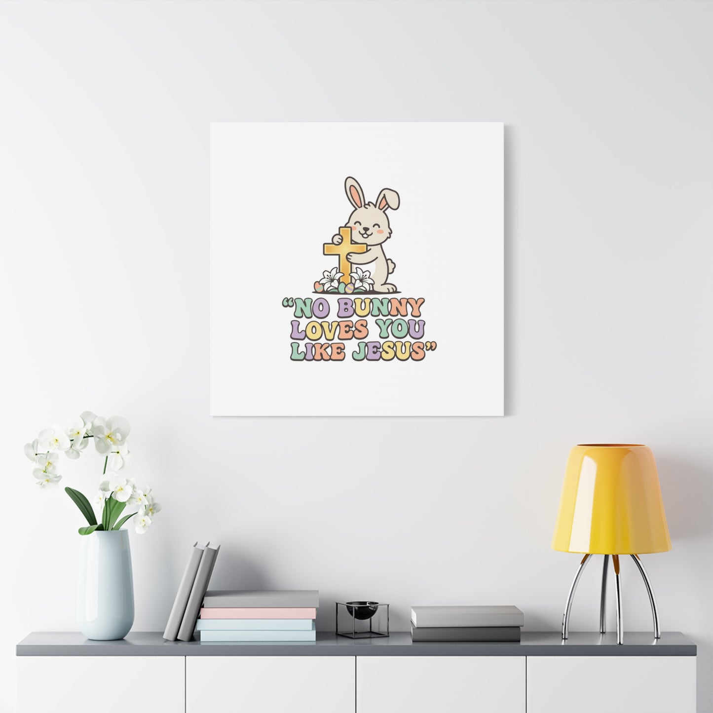 No Bunny Loves You Like Jesus Canvas | Easter Christian, Pastel Retro
