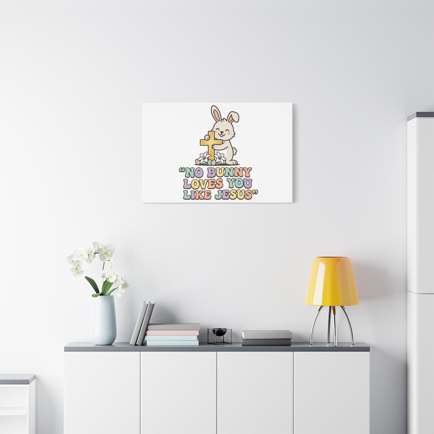 No Bunny Loves You Like Jesus Canvas | Easter Christian, Pastel Retro