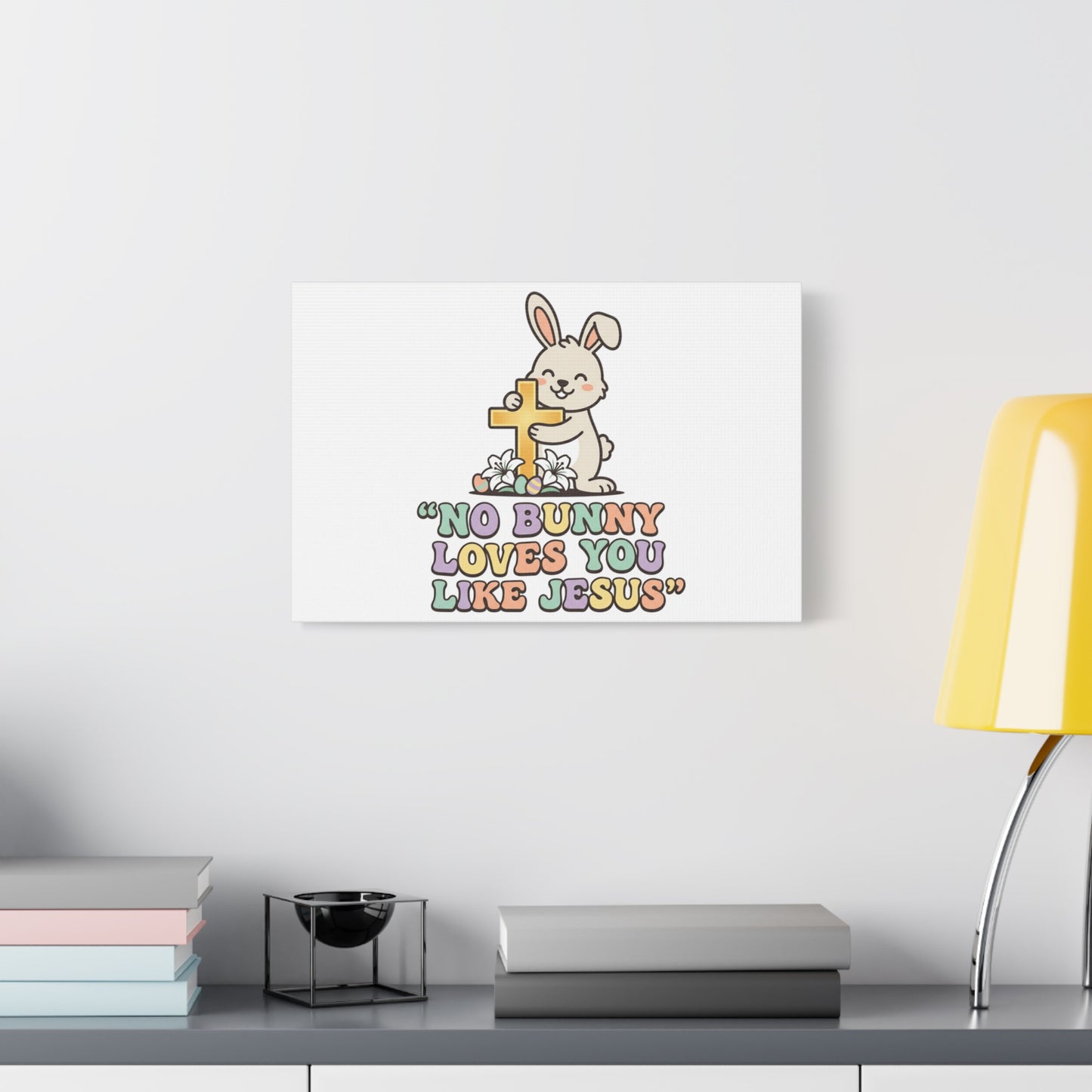 No Bunny Loves You Like Jesus Canvas | Easter Christian, Pastel Retro