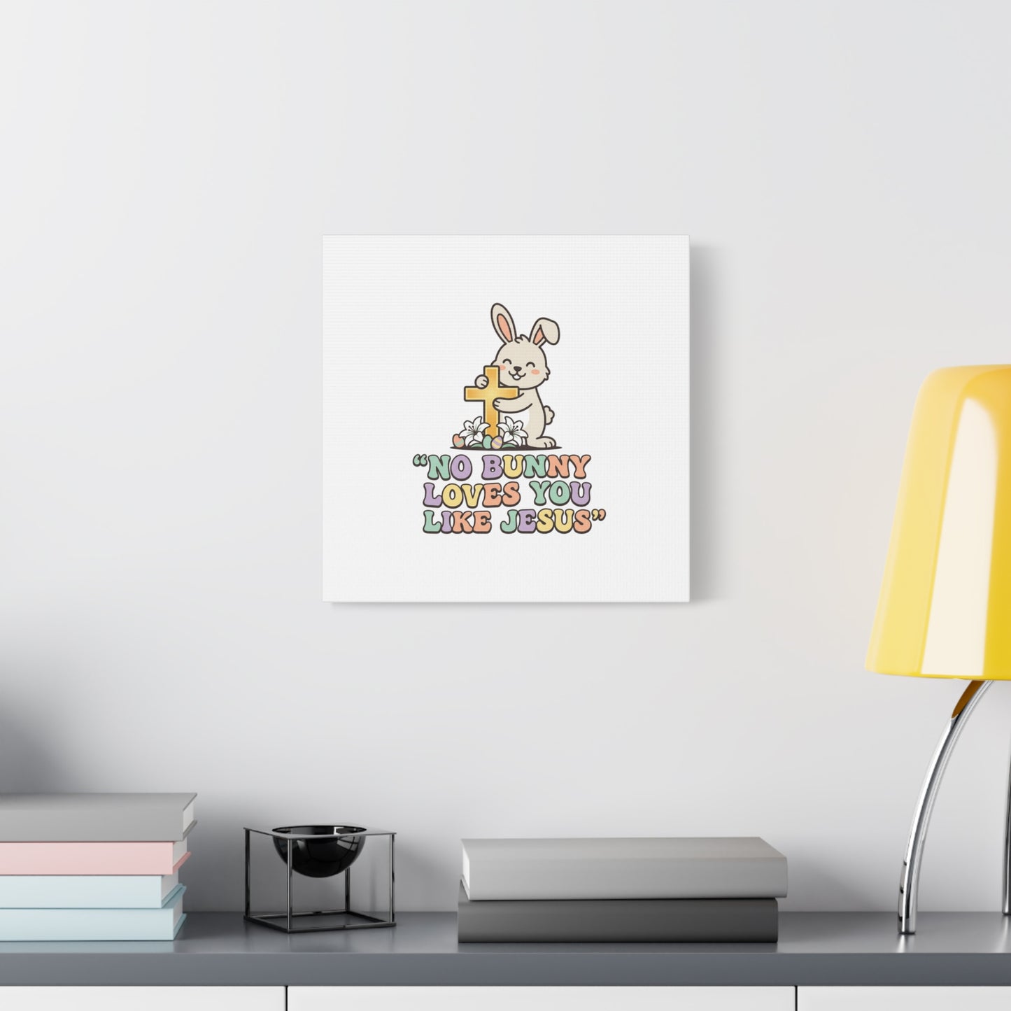 No Bunny Loves You Like Jesus Canvas | Easter Christian, Pastel Retro