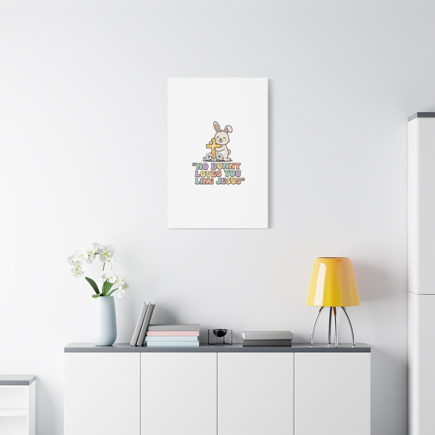 No Bunny Loves You Like Jesus Canvas | Easter Christian, Pastel Retro