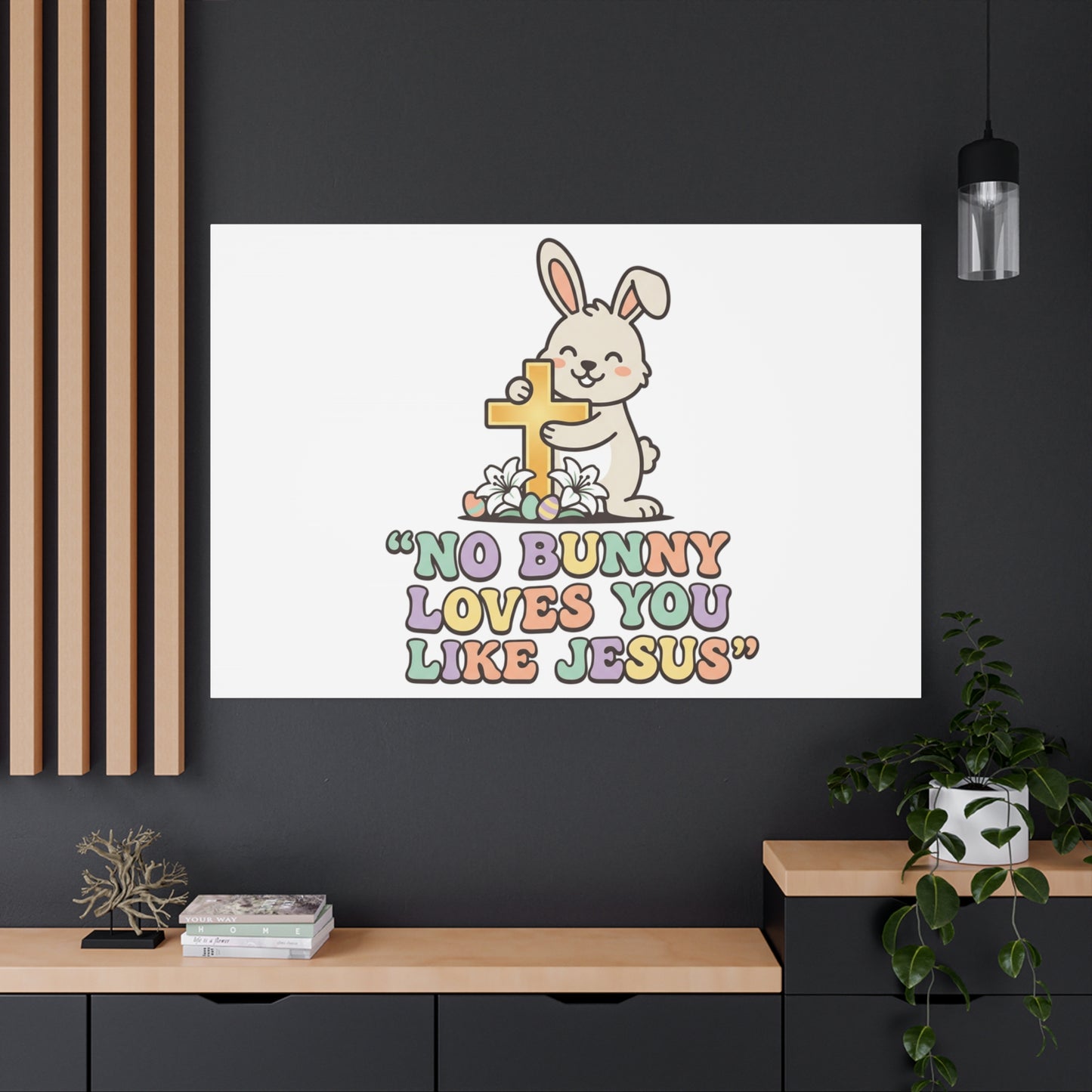 No Bunny Loves You Like Jesus Canvas | Easter Christian, Pastel Retro