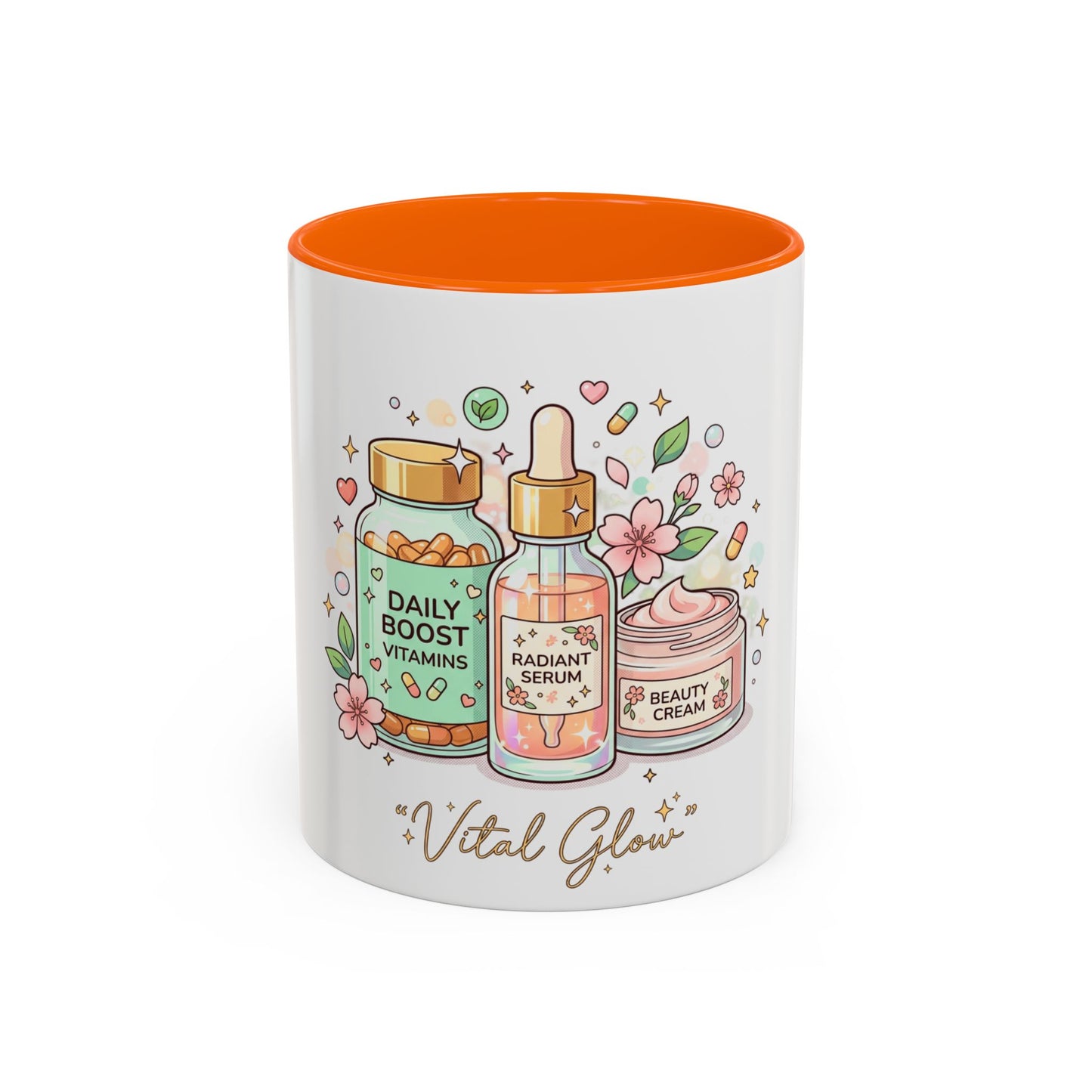 Skincare Vitamins Serum Illustration Mug | Accent Coffee Mug